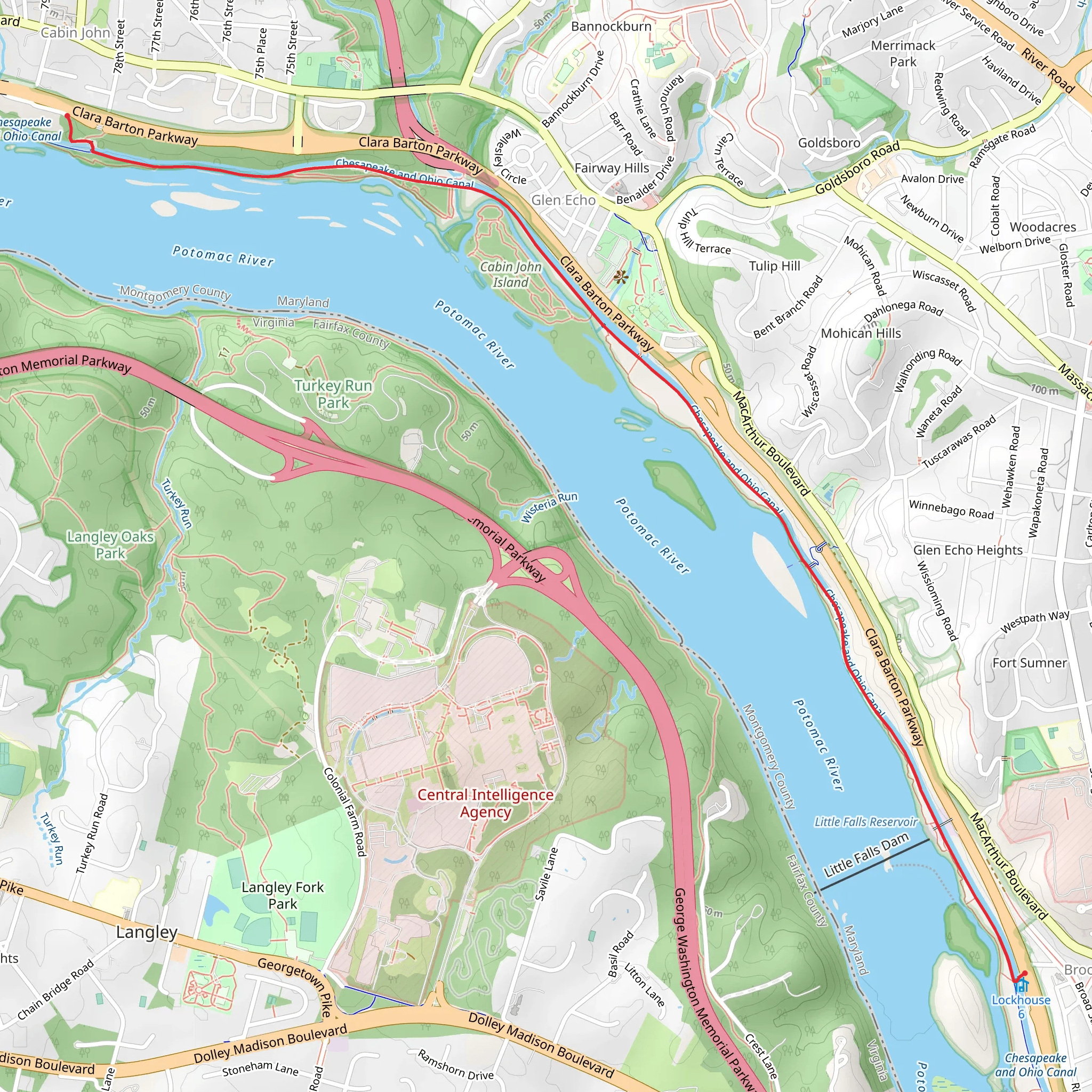 Chesapeake and Ohio Canal Trail - Cabin John mobile static map