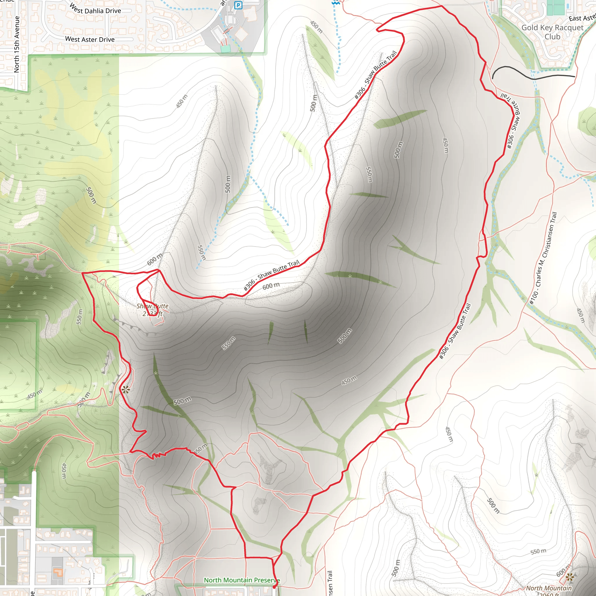 Shaw Butte Loop Trail - North 7th Avenue mobile static map