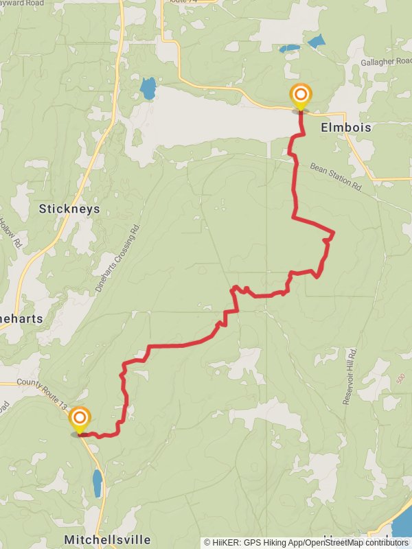 County Route 13 to County Route 77 mobile static map