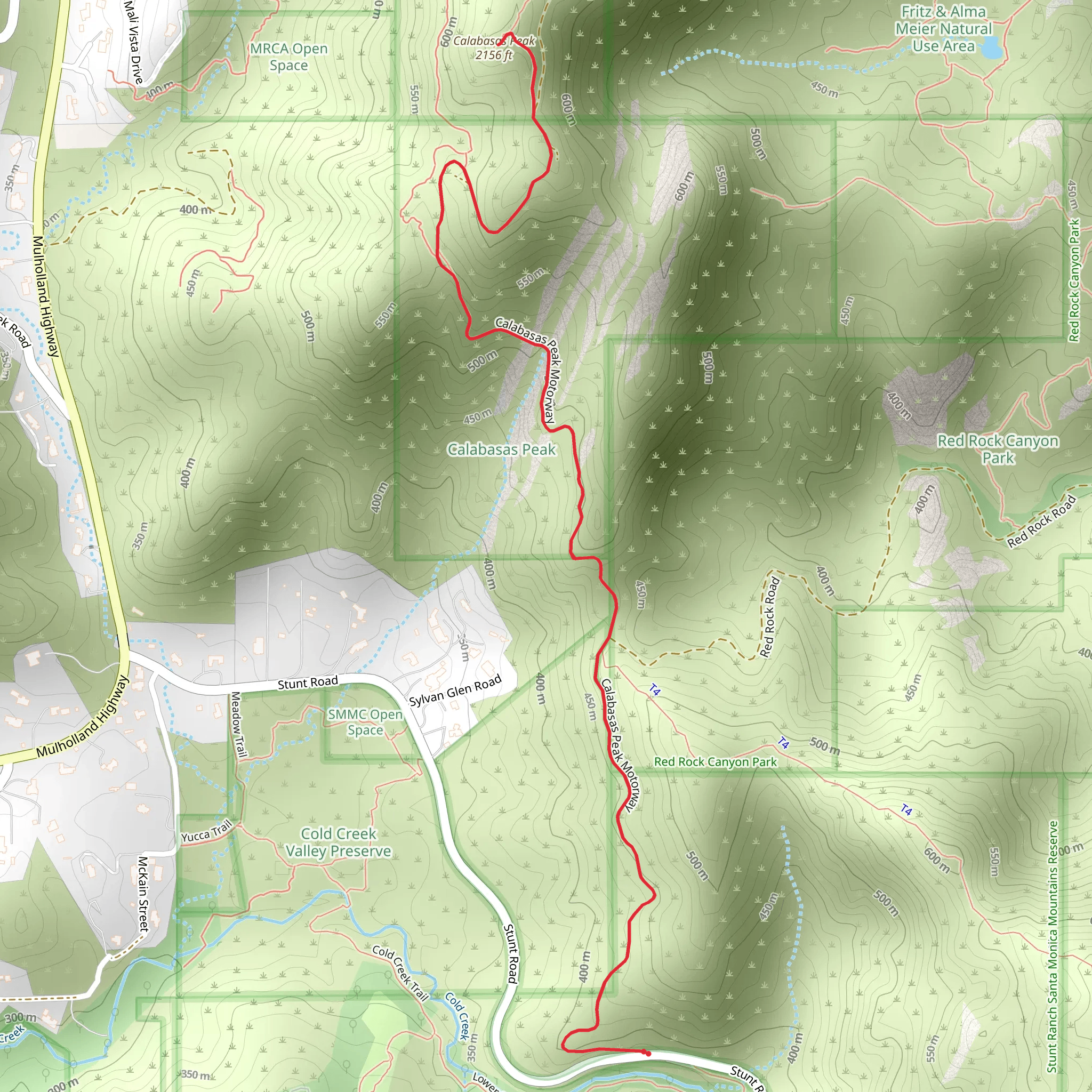 Calabasas Peak Trail mobile static map