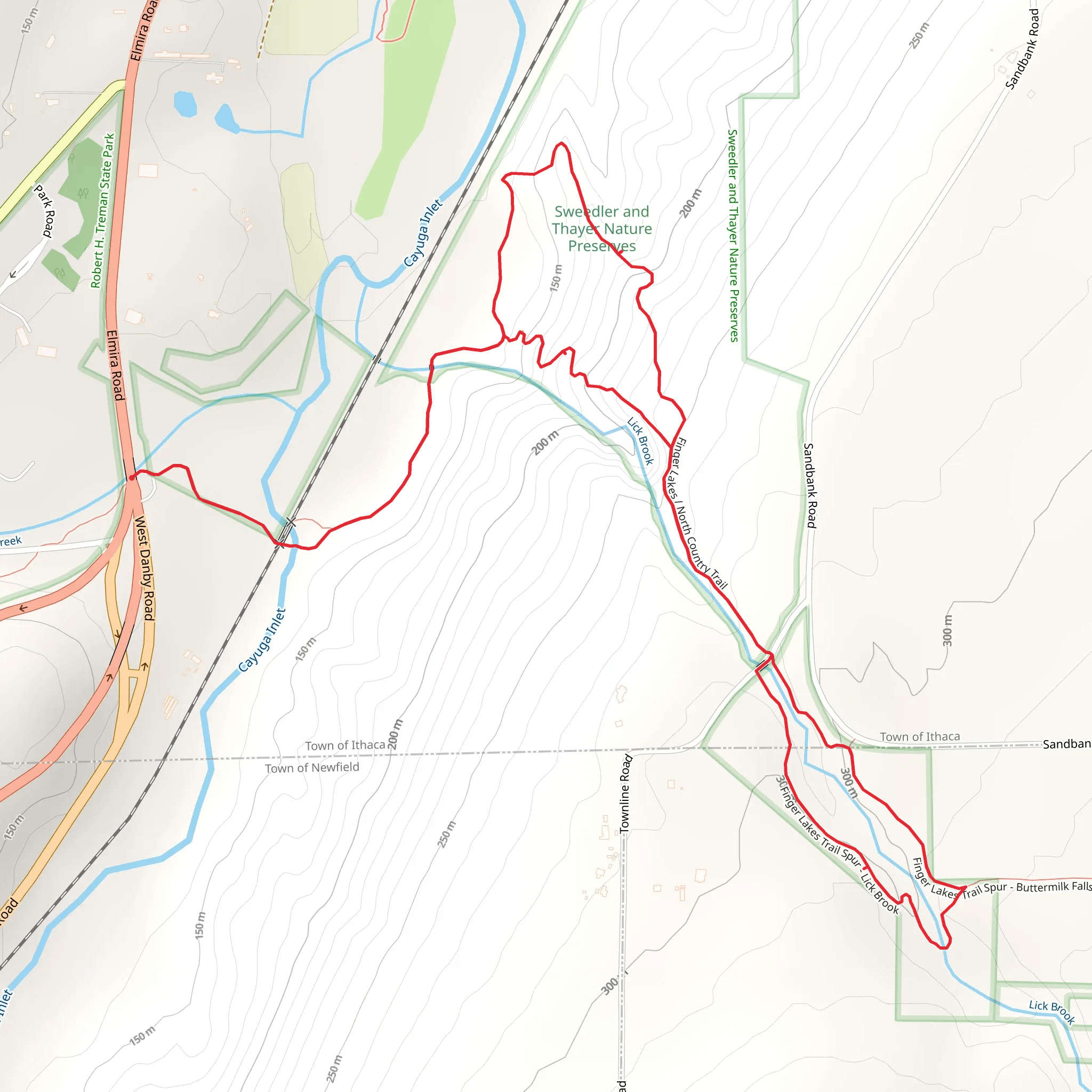 Lick Brook Loop Trail from Elmira Road mobile static map