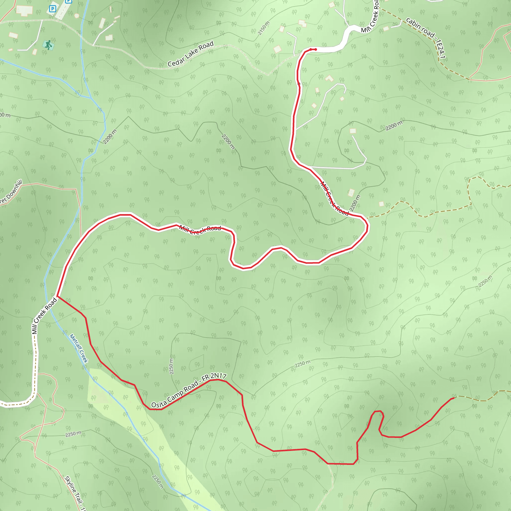 Metcalf Creek via Osita Camp road mobile static map