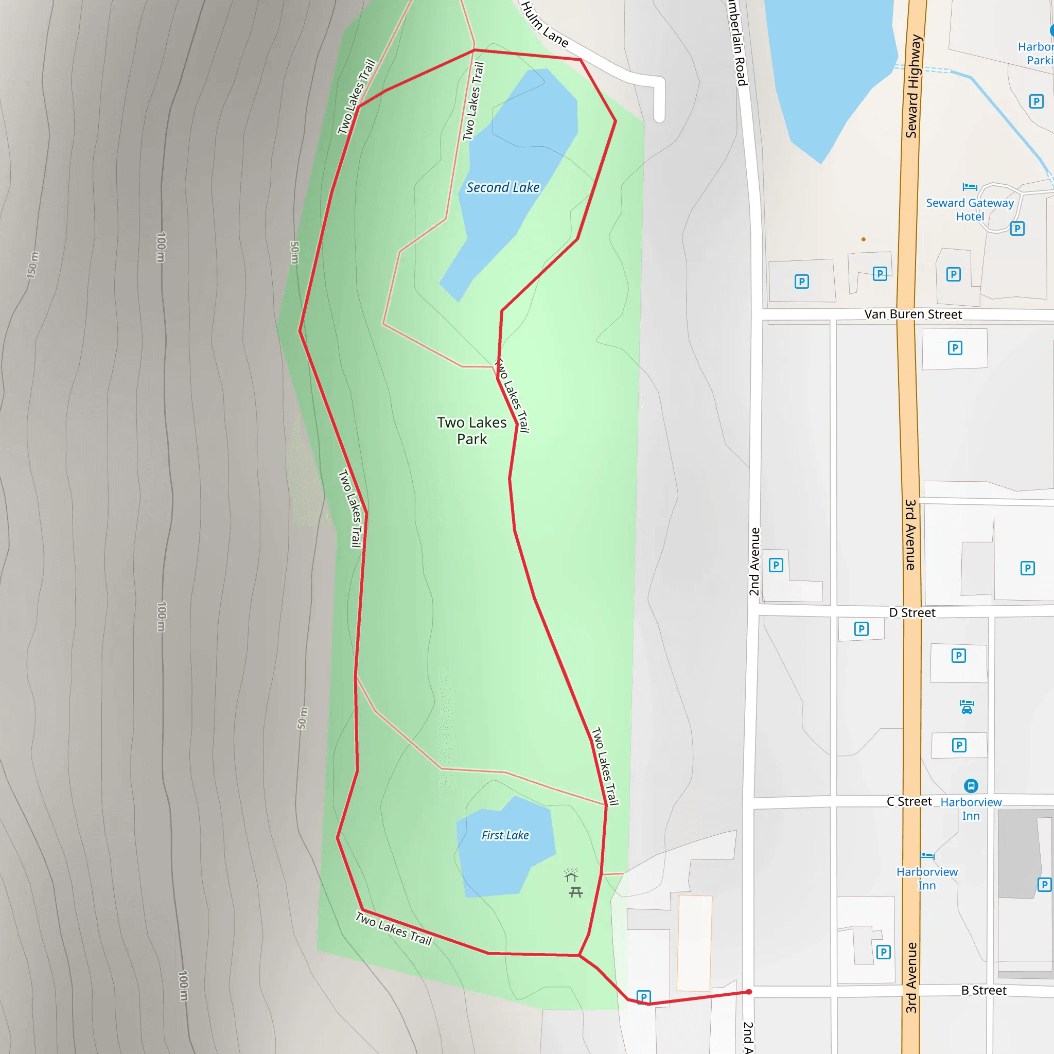 Two Lakes Loop Trail mobile static map