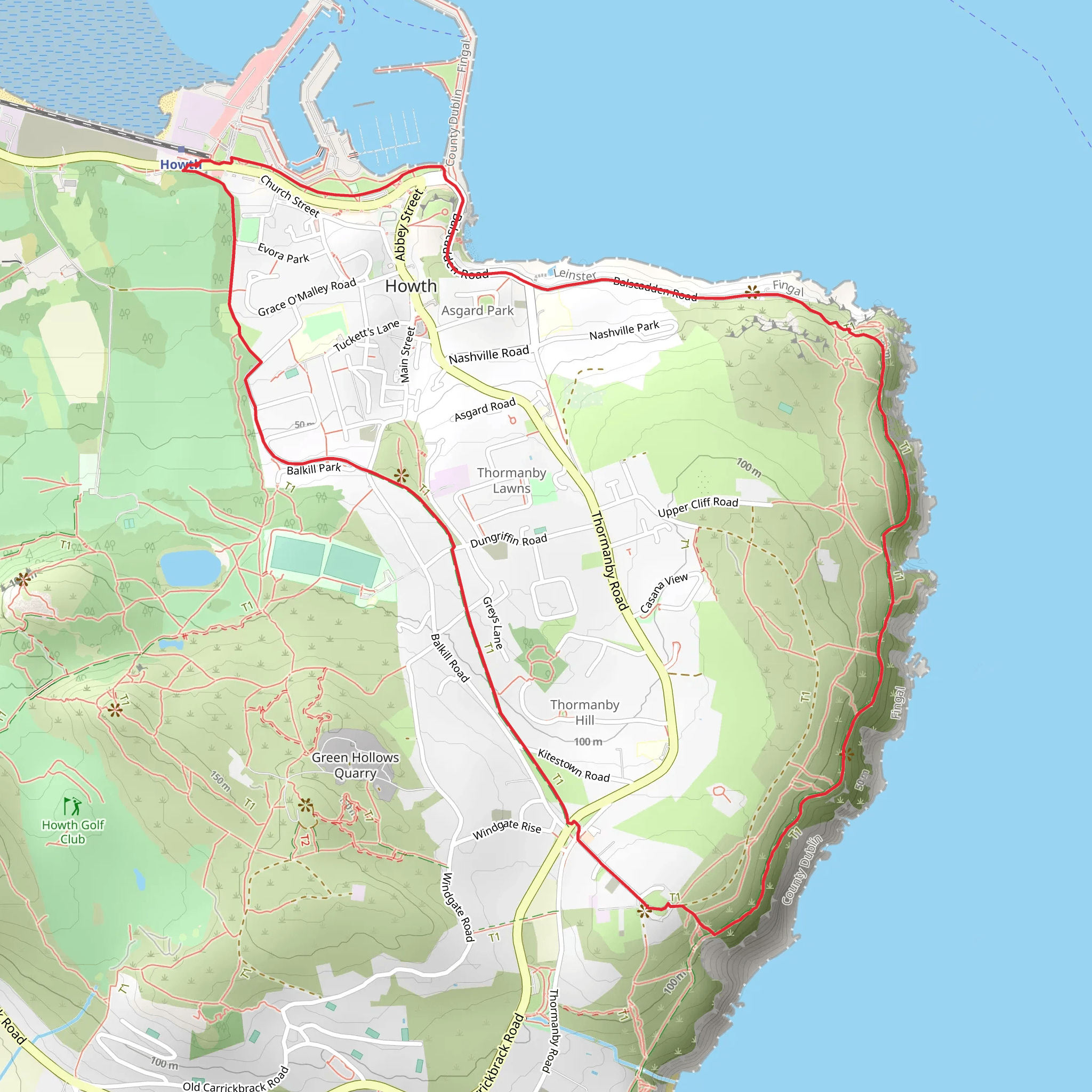 Howth Tramline Loop - Blue mobile static map
