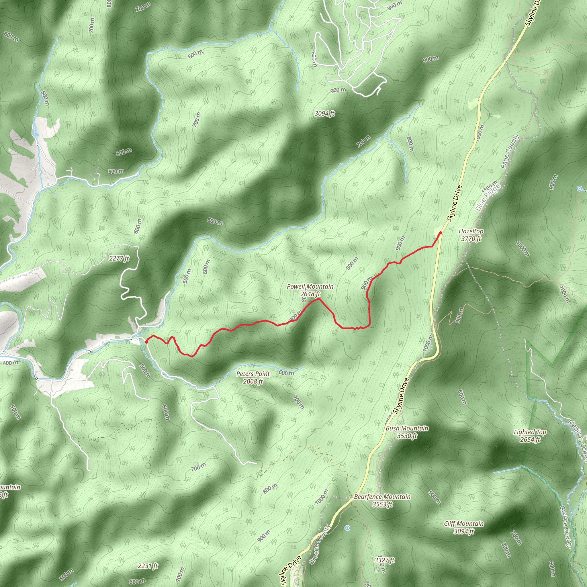 Powell Mountain Trail mobile static map