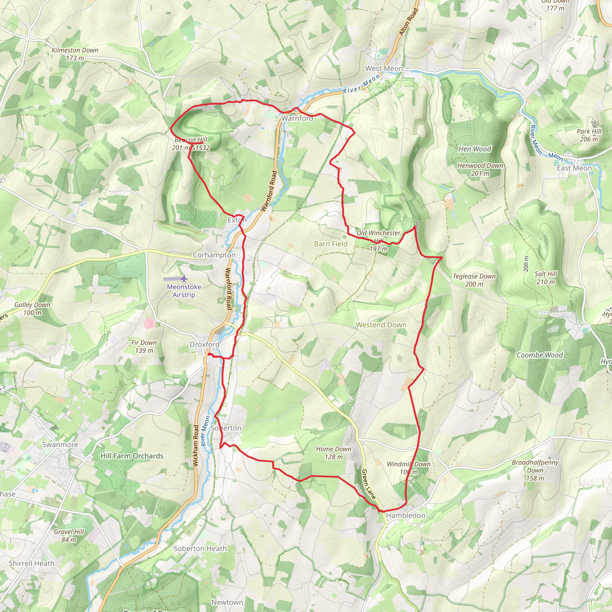 Old Winchester Hill, Beacon Hill Beeches and Soberton Down Loop mobile static map