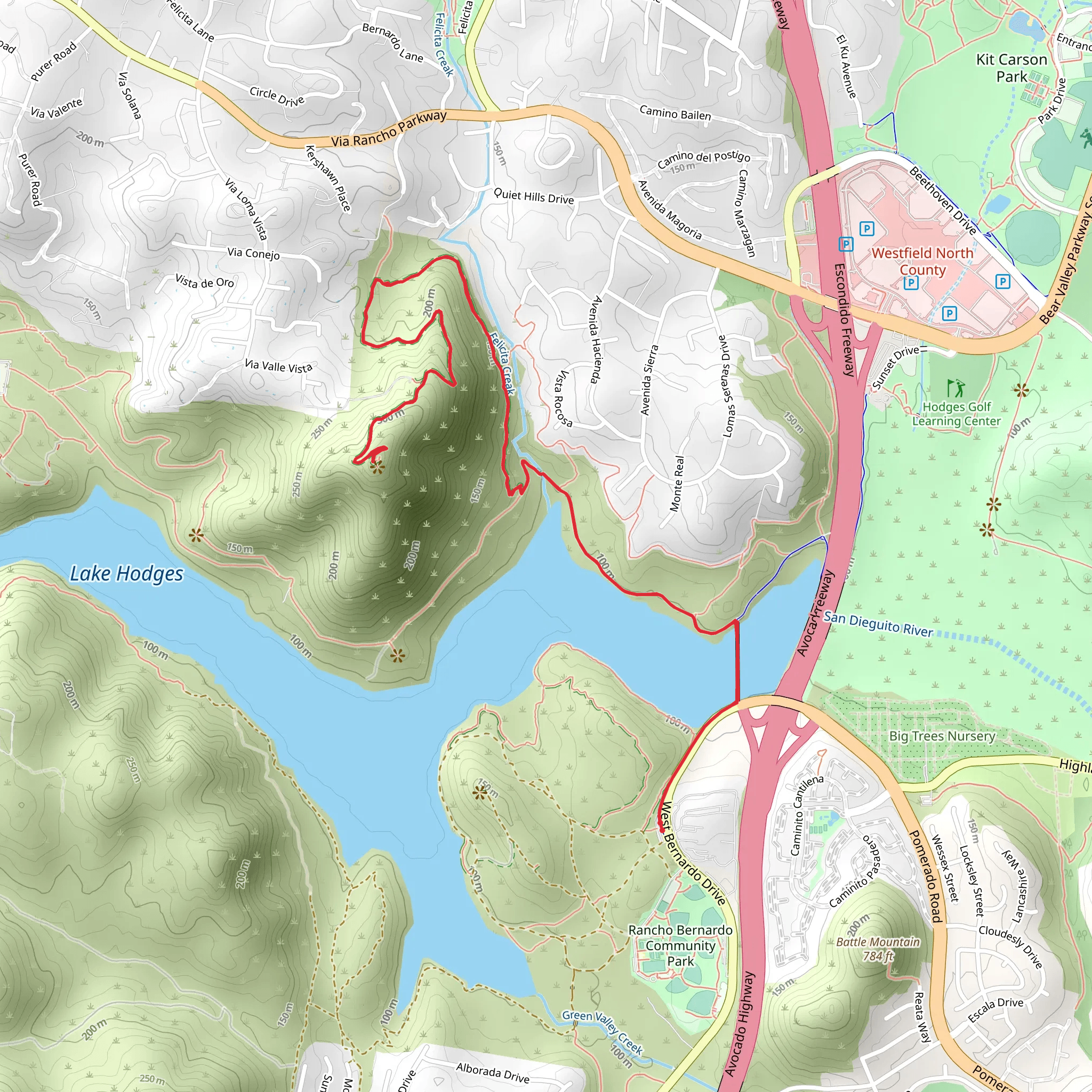 Bernardo Mountain from West Bernardo Drive mobile static map