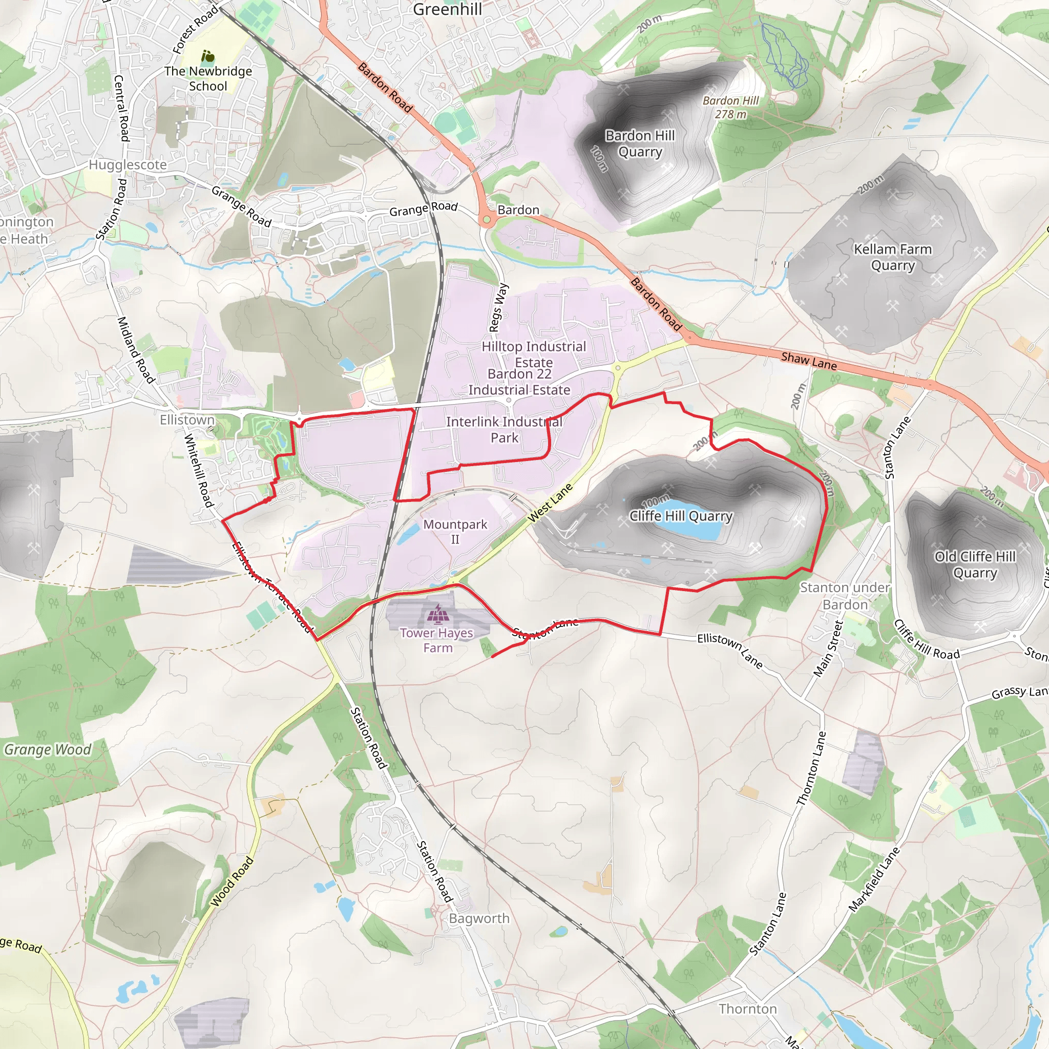 Stanton under Bardon Country Park Loop mobile static map