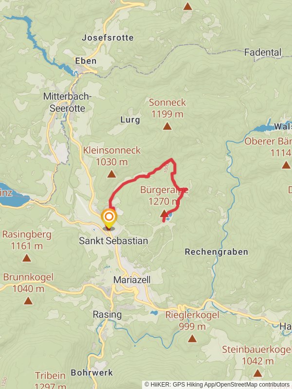 St Sebastian to Bürgeralpe via the Habertheuersattel Hike mobile static map