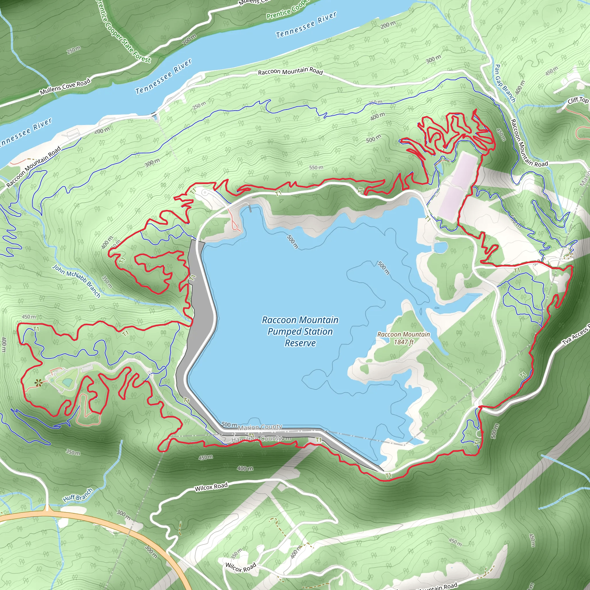 Raccoon Mountain Pumped Station Reserve Loop mobile static map