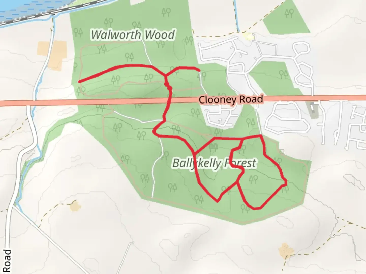 An image depicting the trail Ballykelly Forest and its surrounding area.