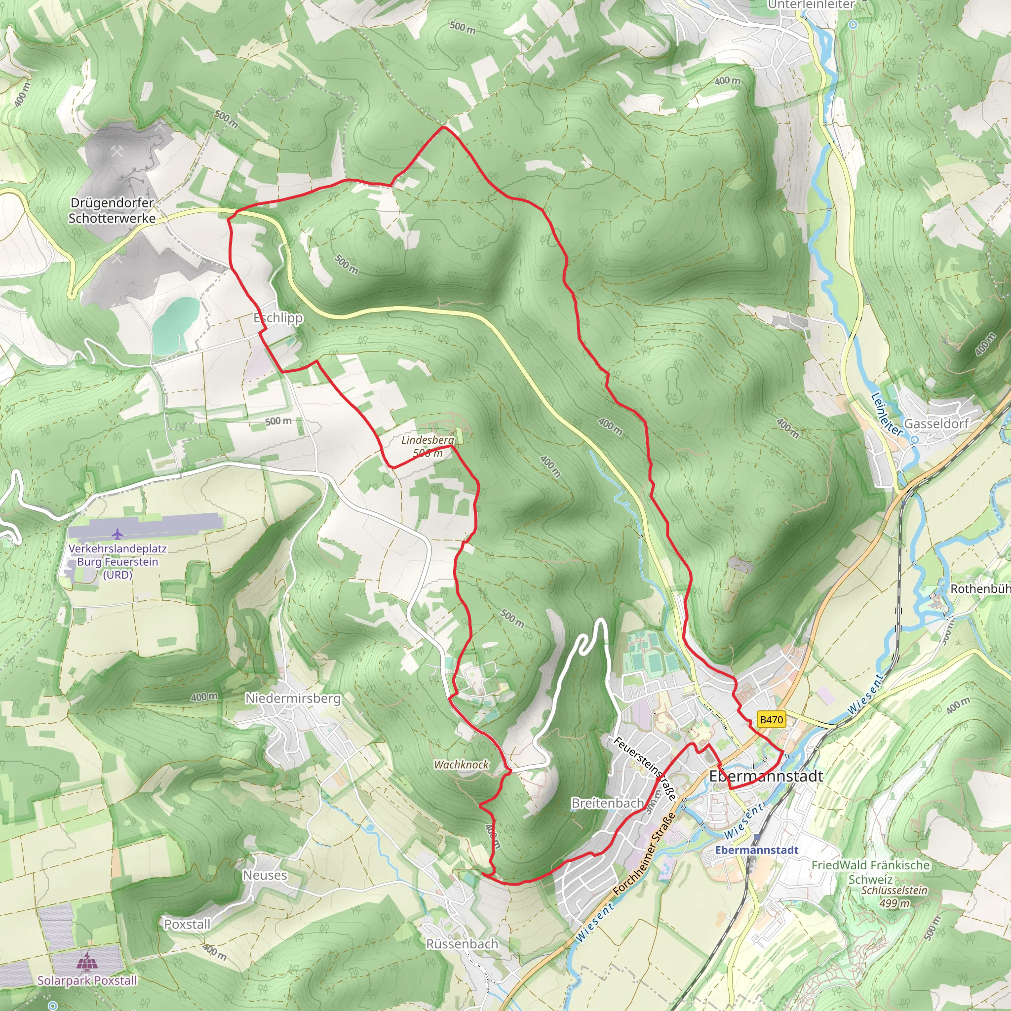 Grosser Rundweg Burg Feuerstein mobile static map