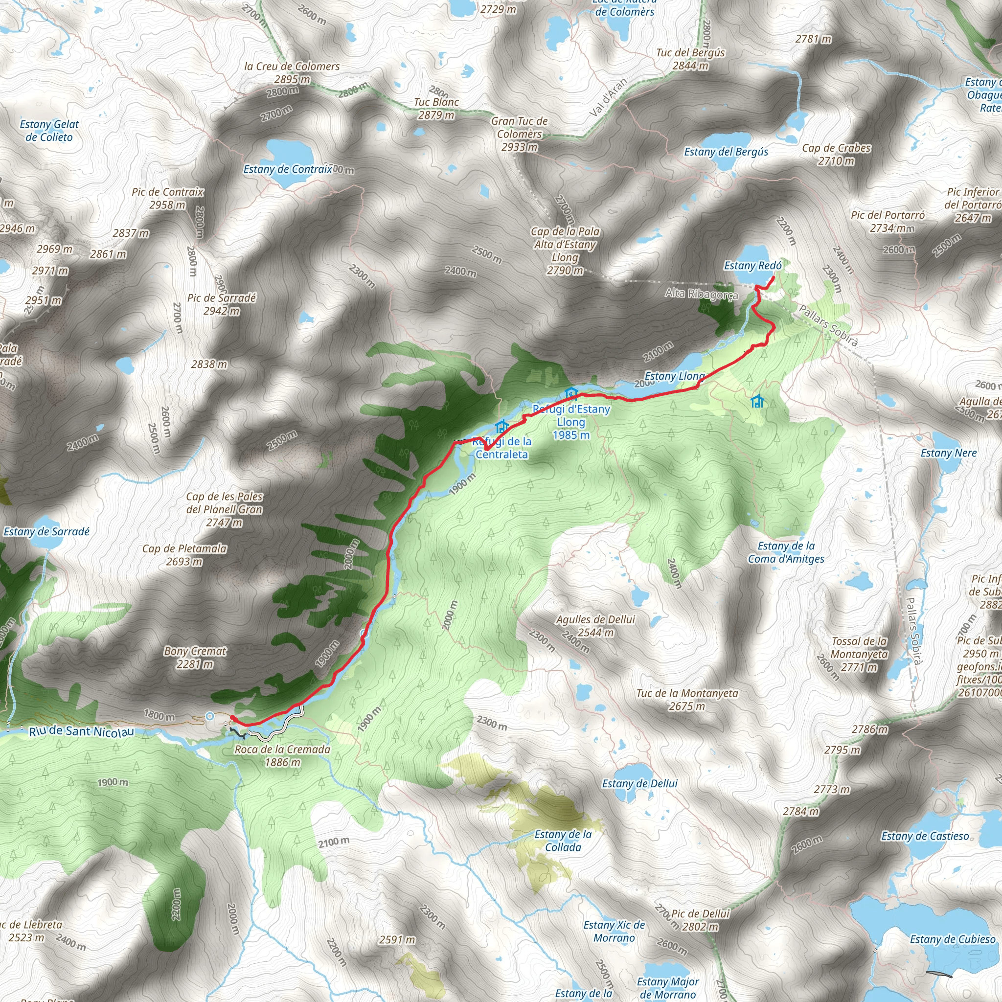 Estany Llong - Estany Redó mobile static map