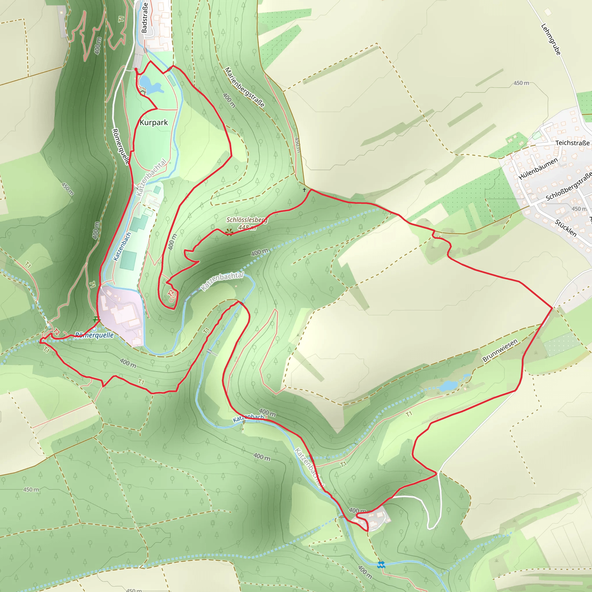 Kurpark, Sieben Taler Hohle, Schlosslesberg and Ehinger Burg Loop mobile static map