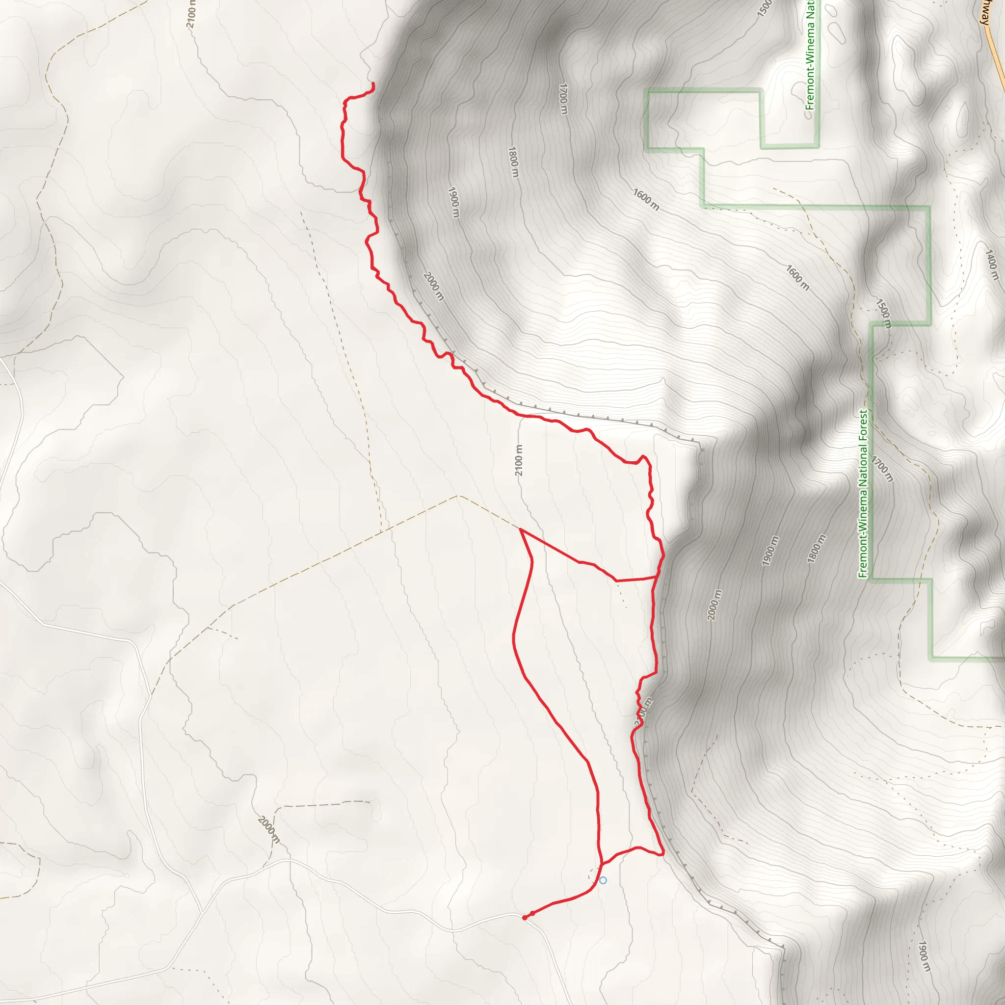 Fremont National Recreation Trail - Short mobile static map