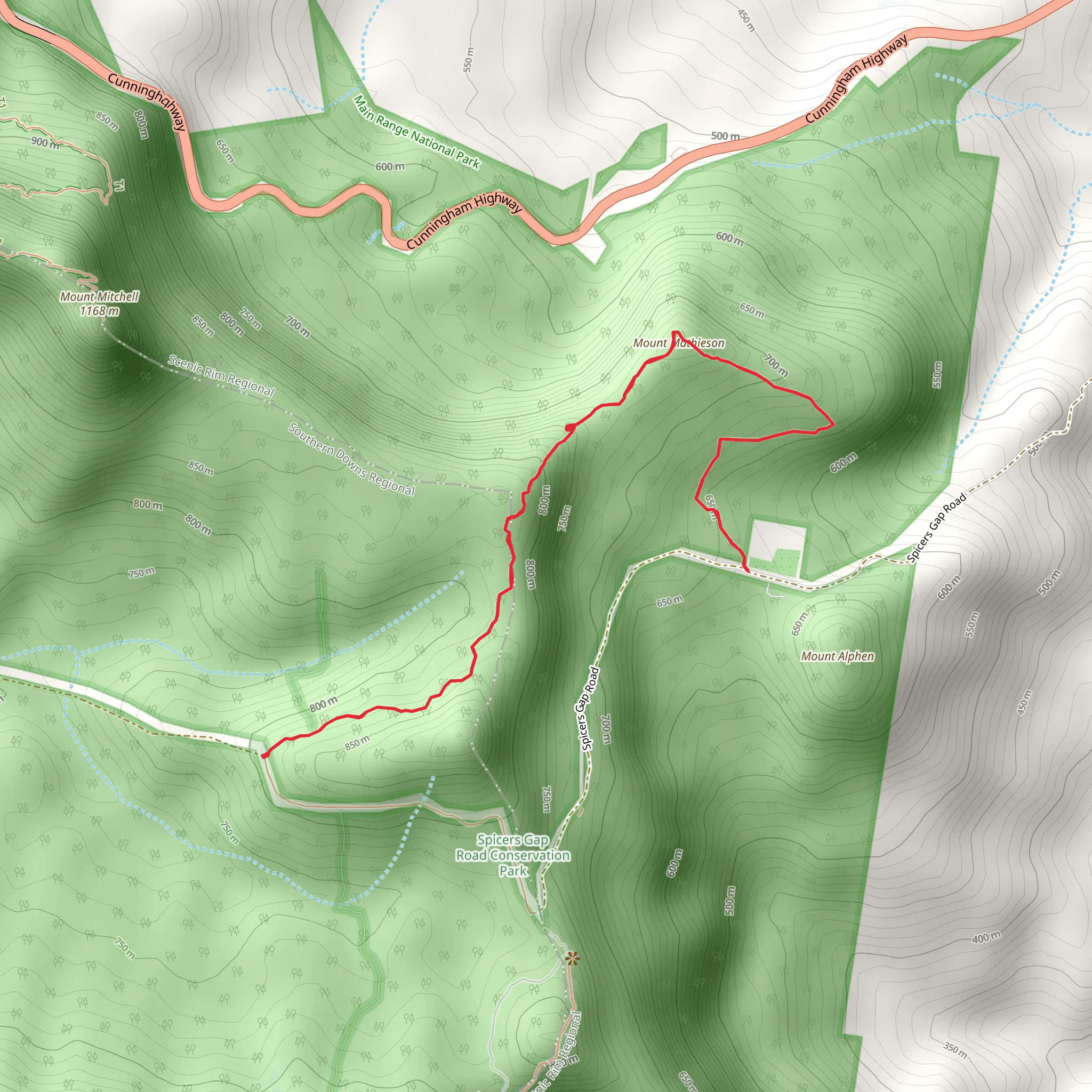Mount Mathieson Trail mobile static map