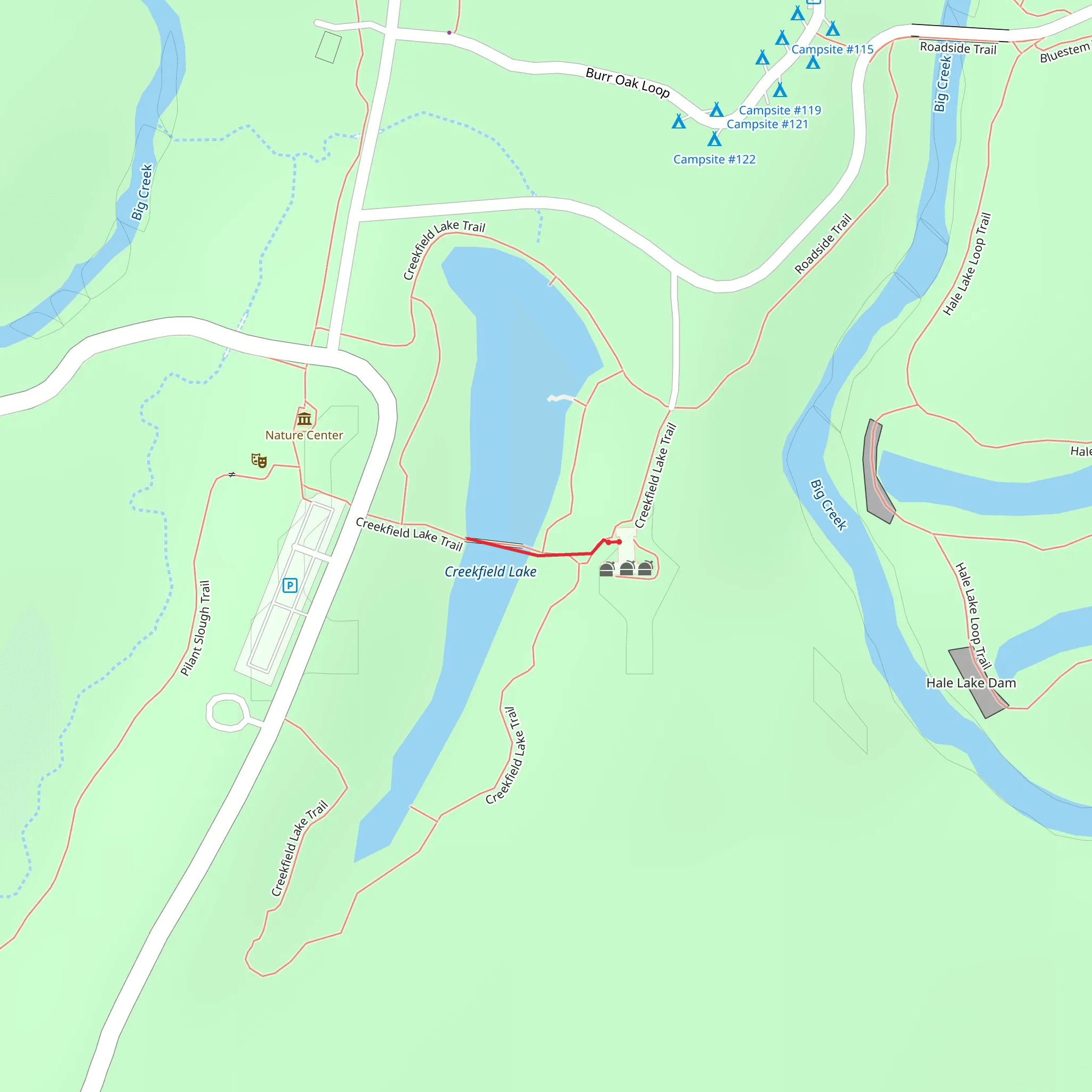 Creekfiekd Lake Short Trail mobile static map