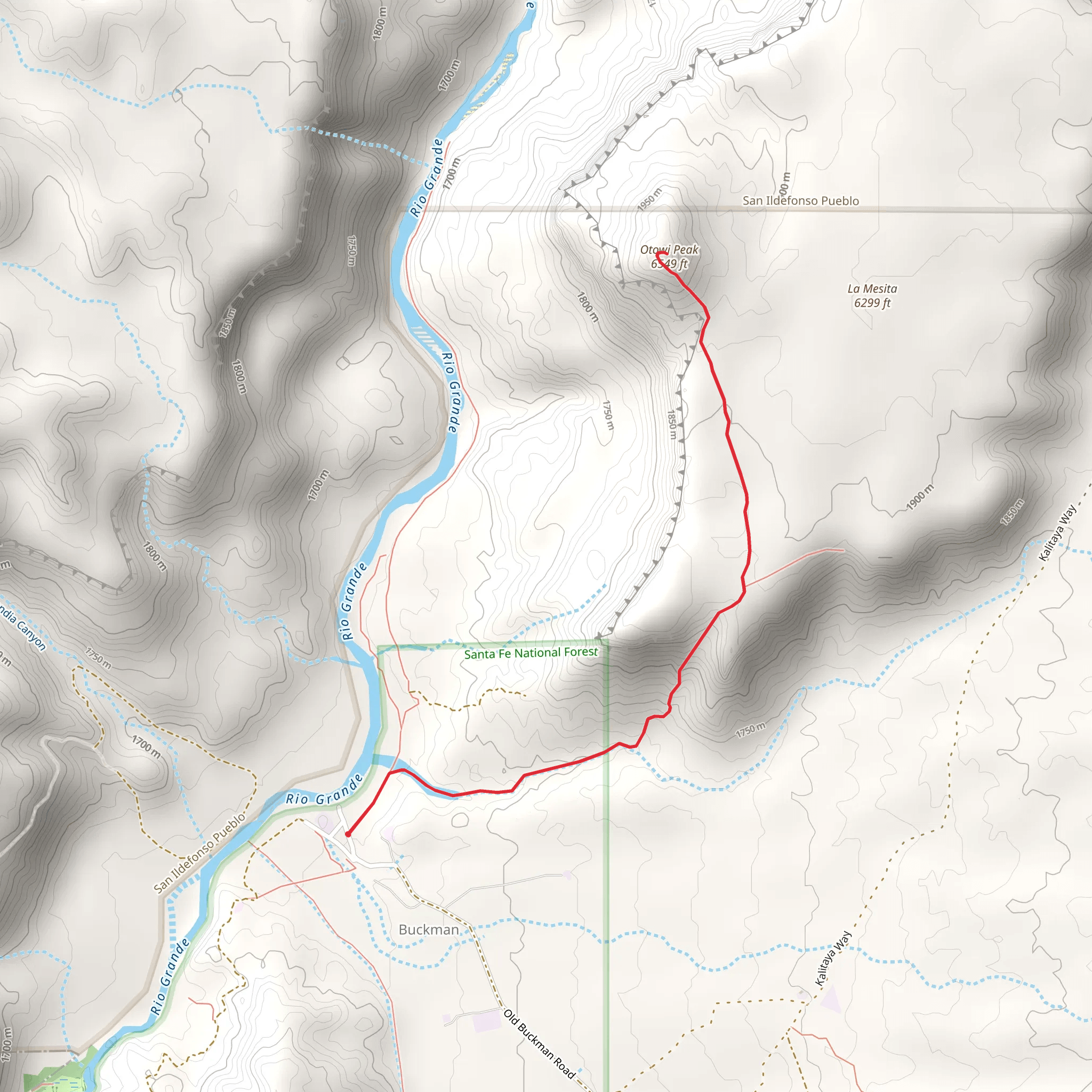 Otowi Peak Trail mobile static map