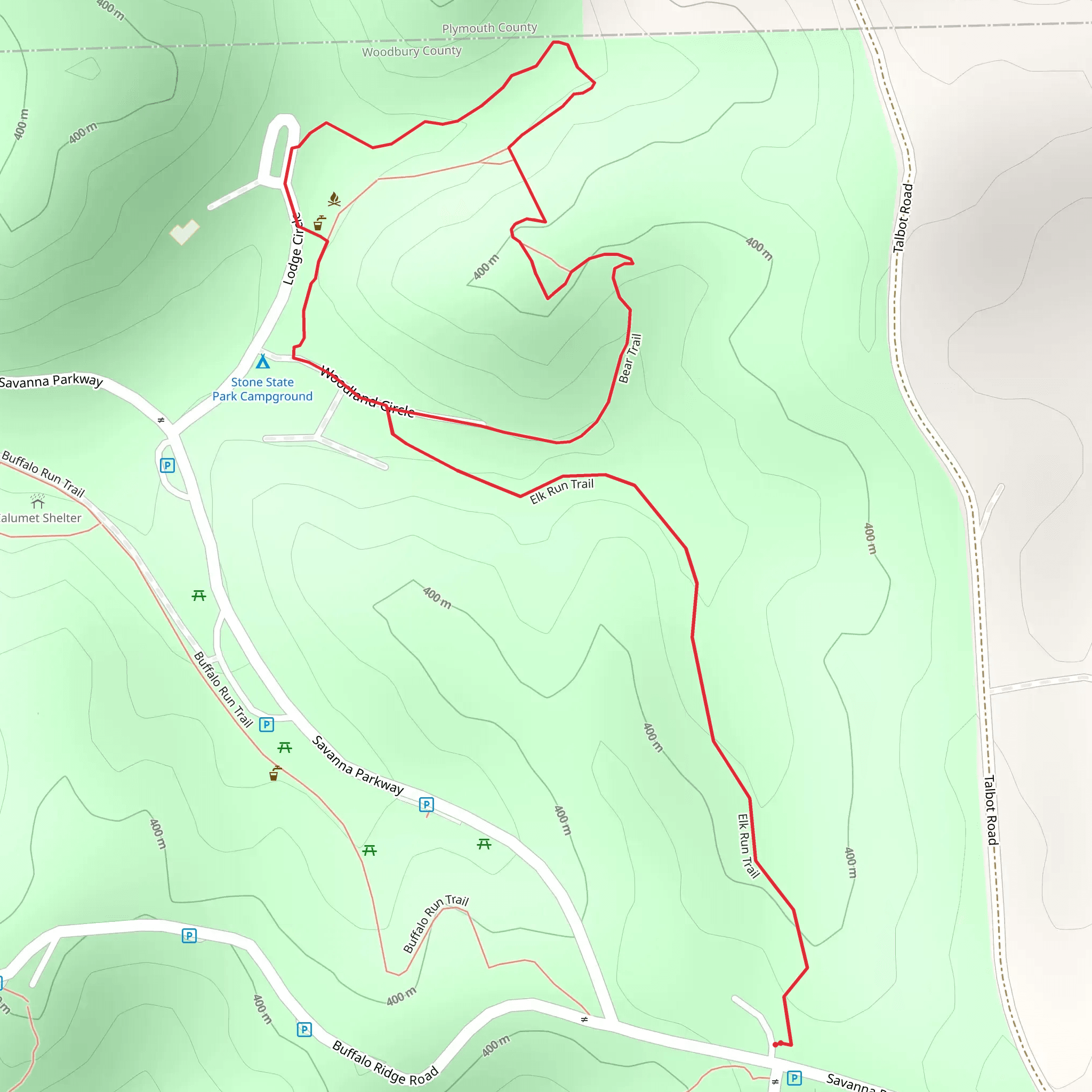Elk Run Trail and Bear Trail mobile static map