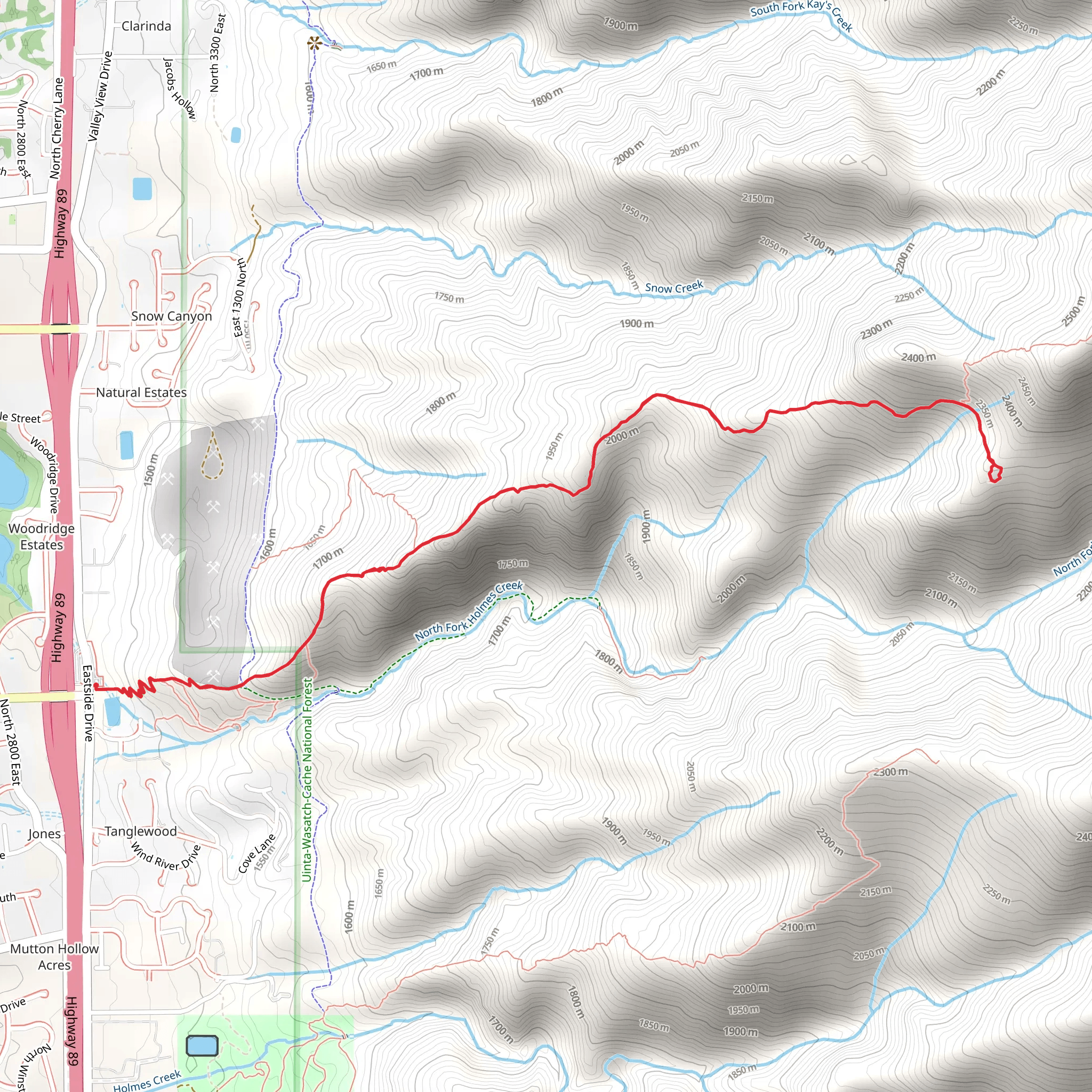 Adams Canyon Cabin via Adams Canyon Trail mobile static map