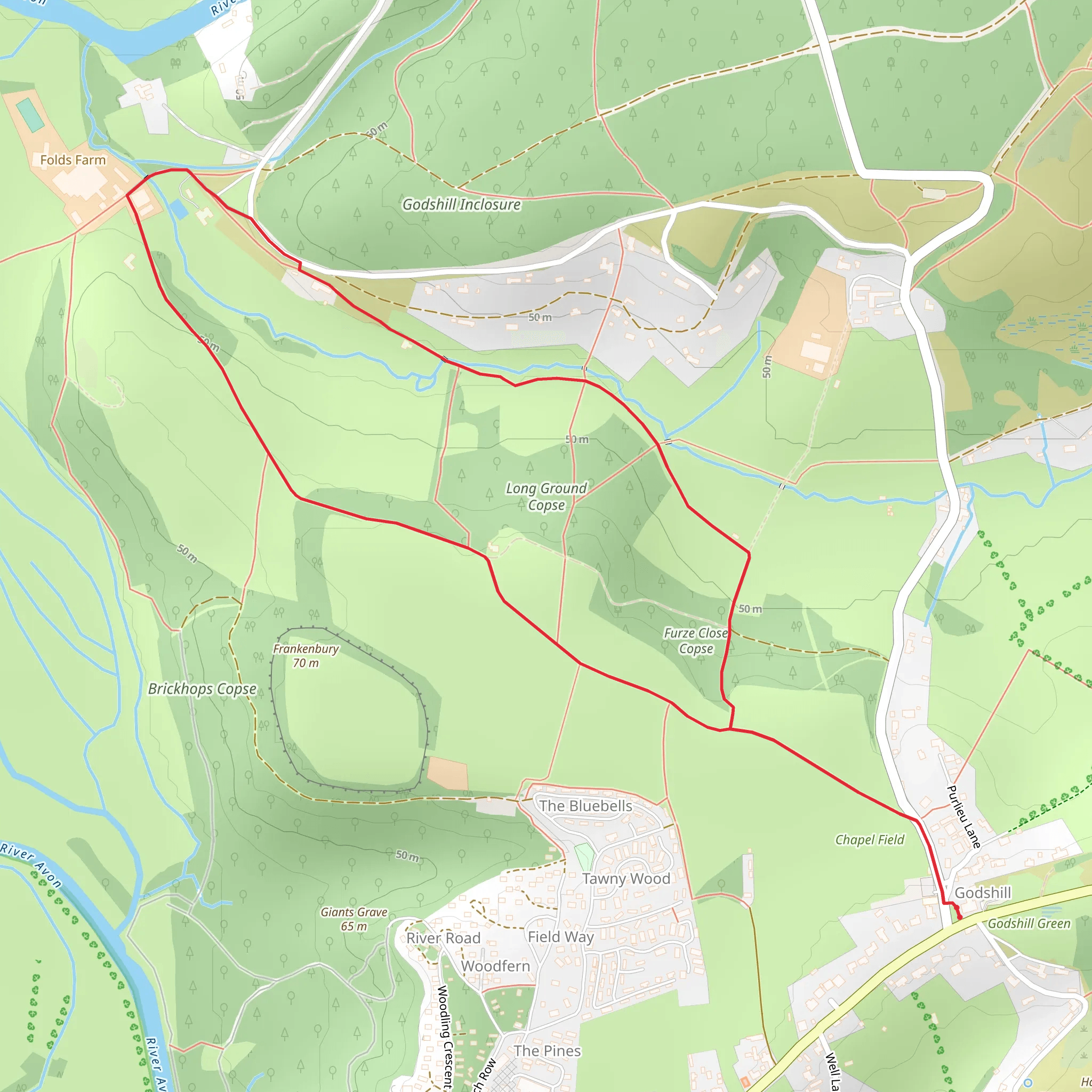 Godshill Wood Loop mobile static map