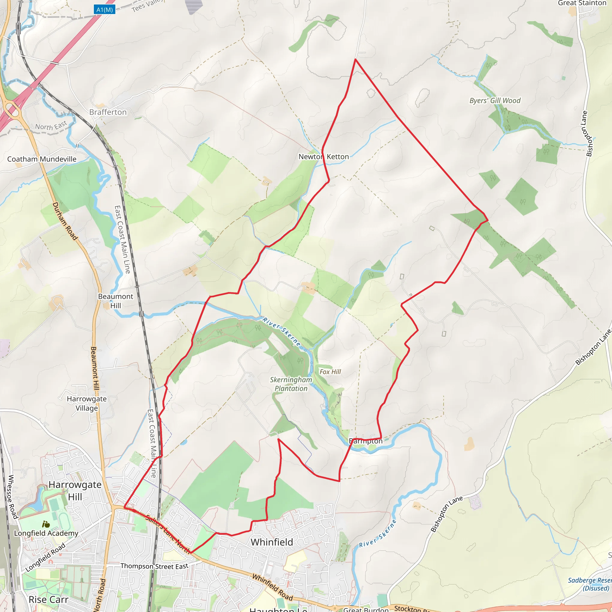 Springfield Park and Newton Ketton Loop mobile static map