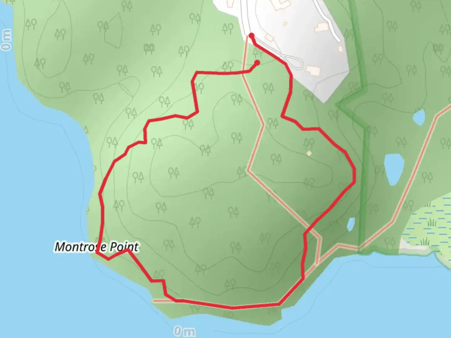 An image depicting the trail Montrose Point Loop and its surrounding area.