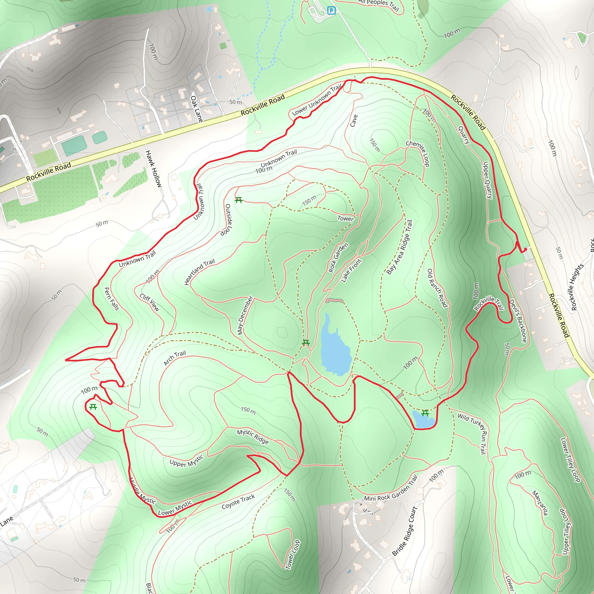 Quarry, Lower Mystic and Mason Pond Loop mobile static map