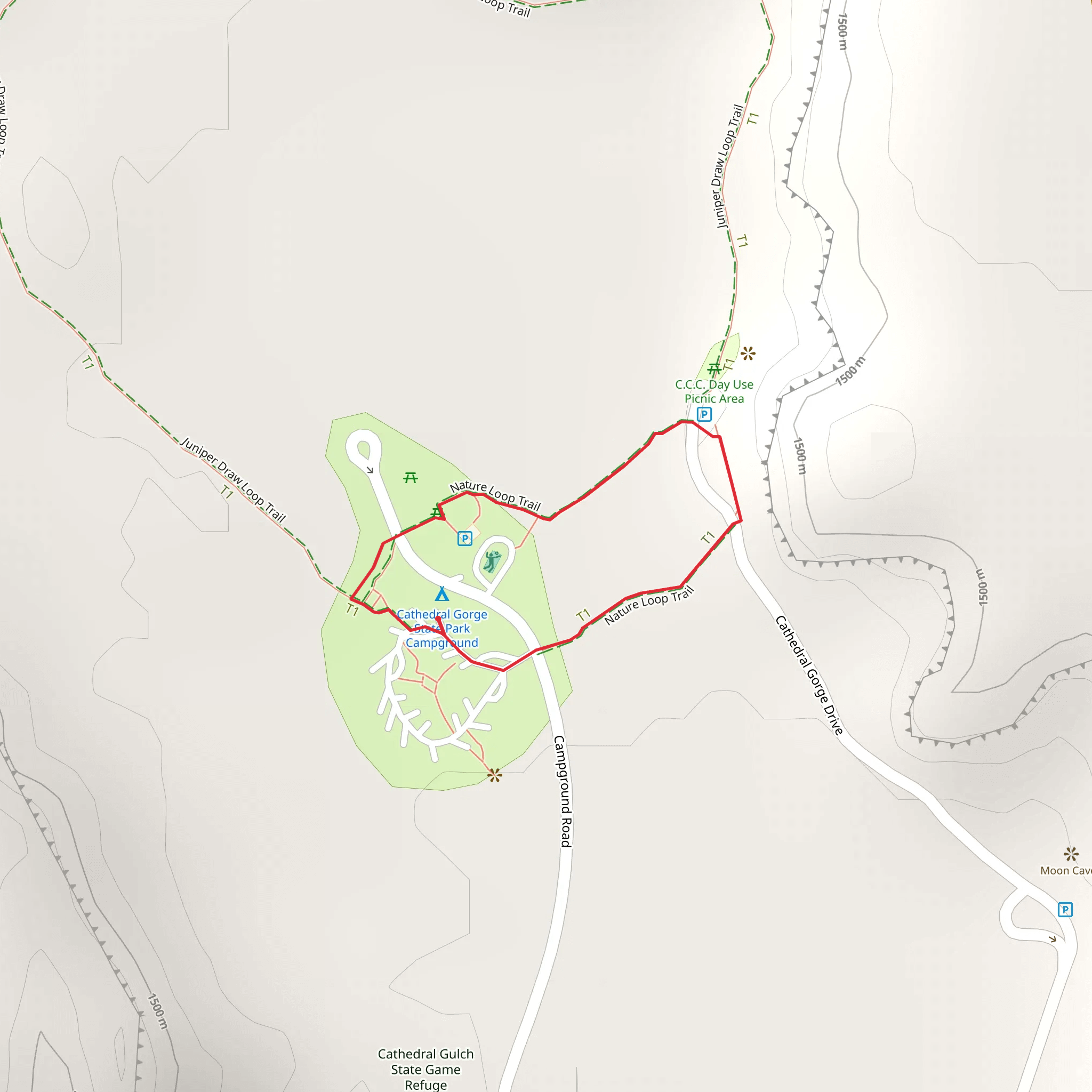 Cathedral Gorge Drive Loop mobile static map