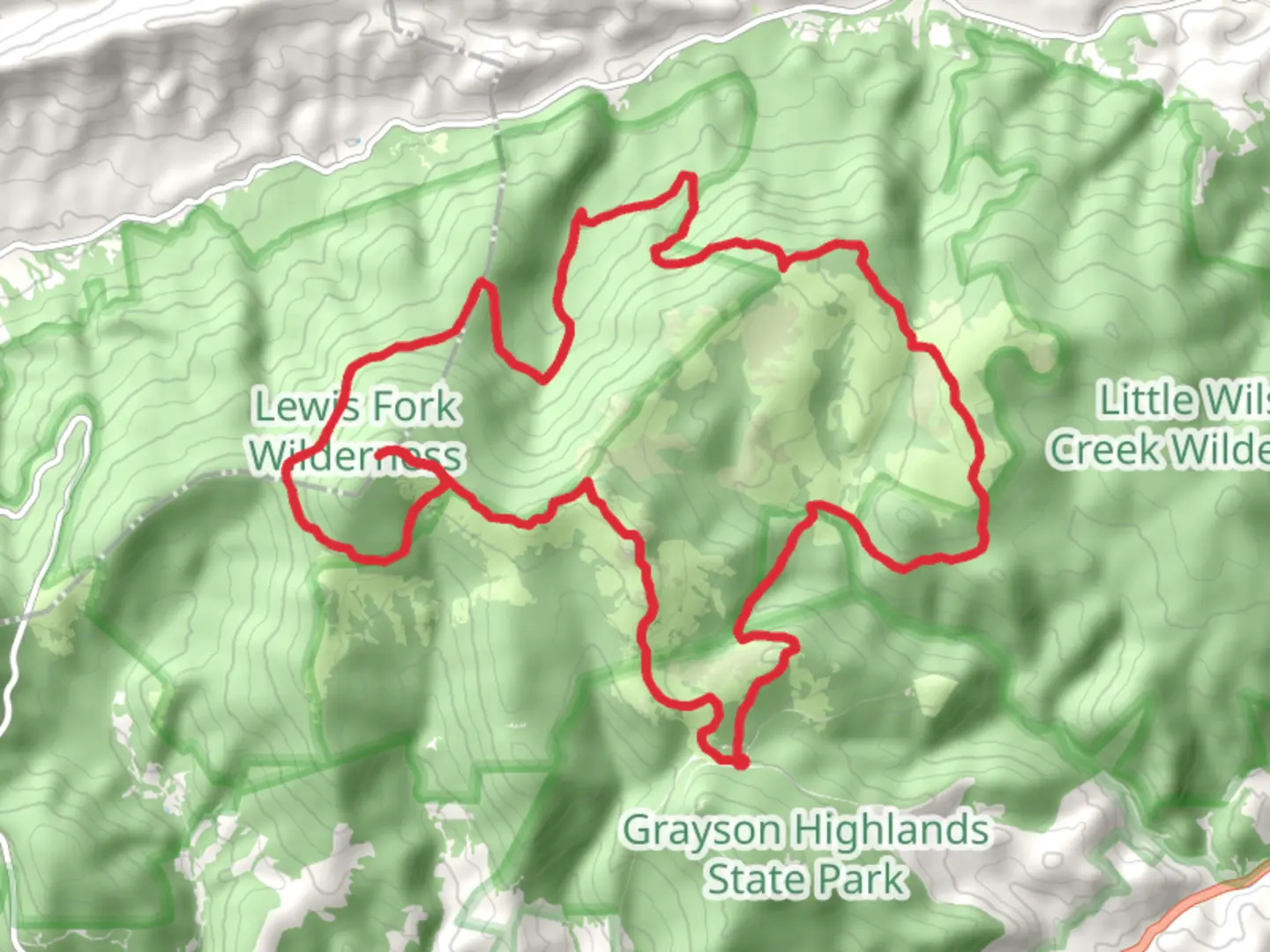 An image depicting the trail Pine Mountain Mount Rogers Loop via Appalachian Trail and its surrounding area.