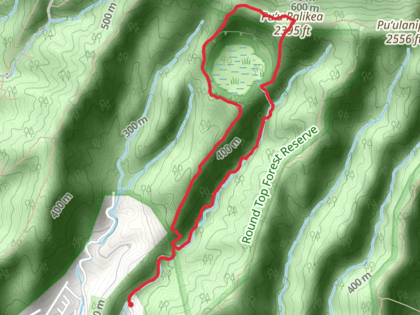 An image depicting the trail Ka'au Crater Loop Trail and its surrounding area.