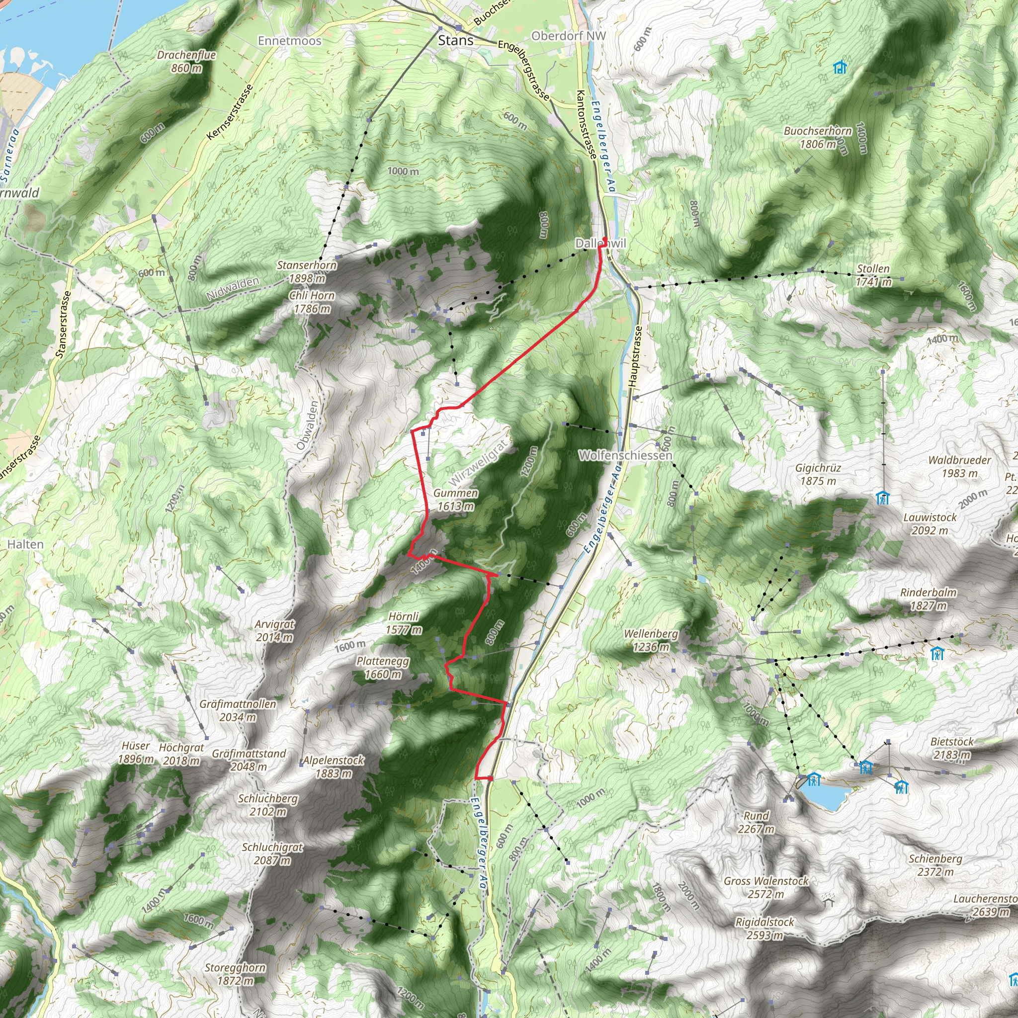 Grafenort to Dallenwil Trail mobile static map