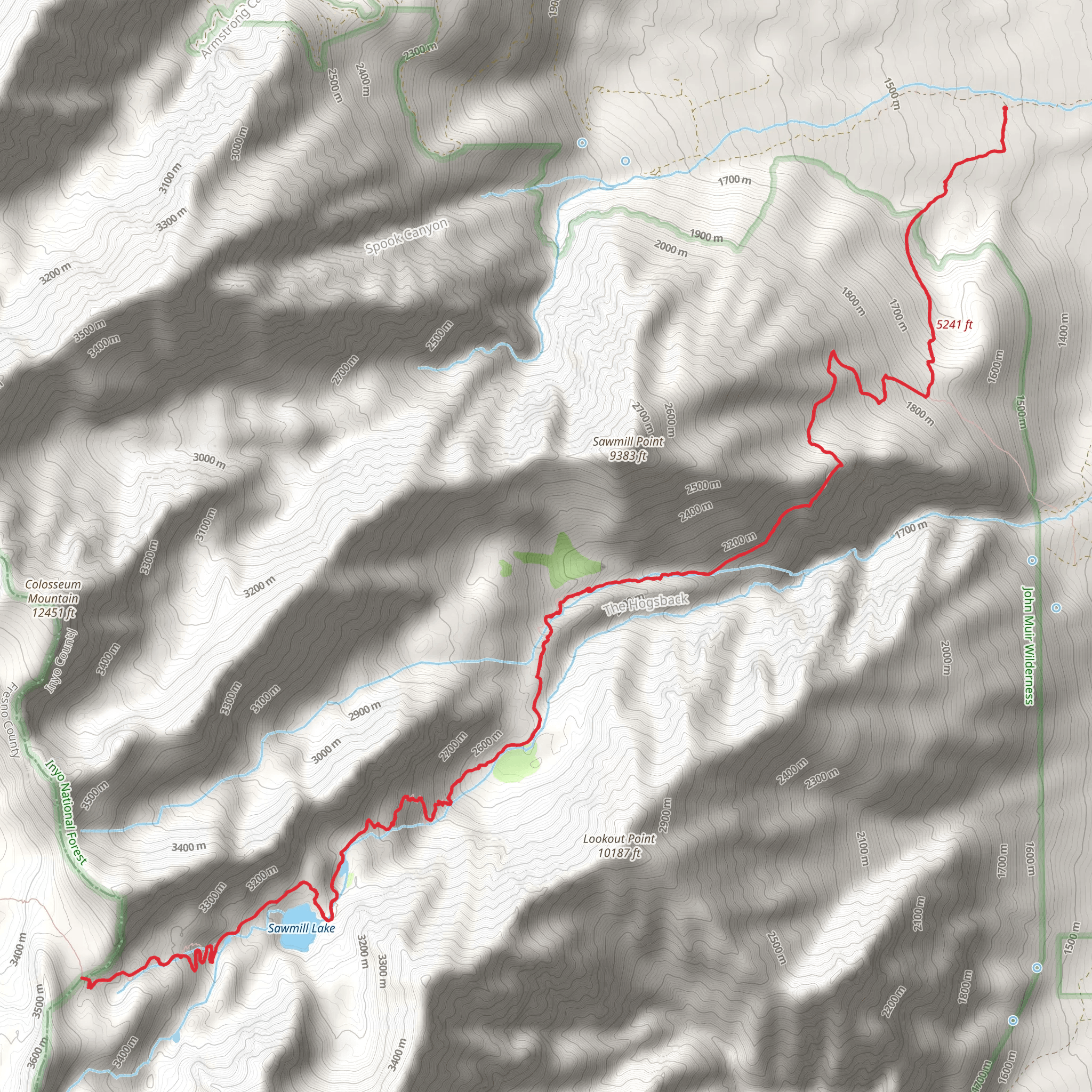 Sawmill Pass Trail mobile static map