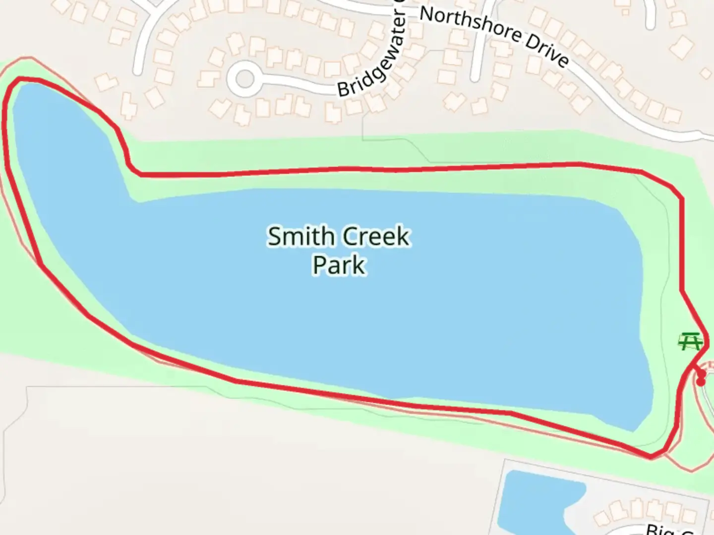 An image depicting the trail Smith Creek Park Loop and its surrounding area.
