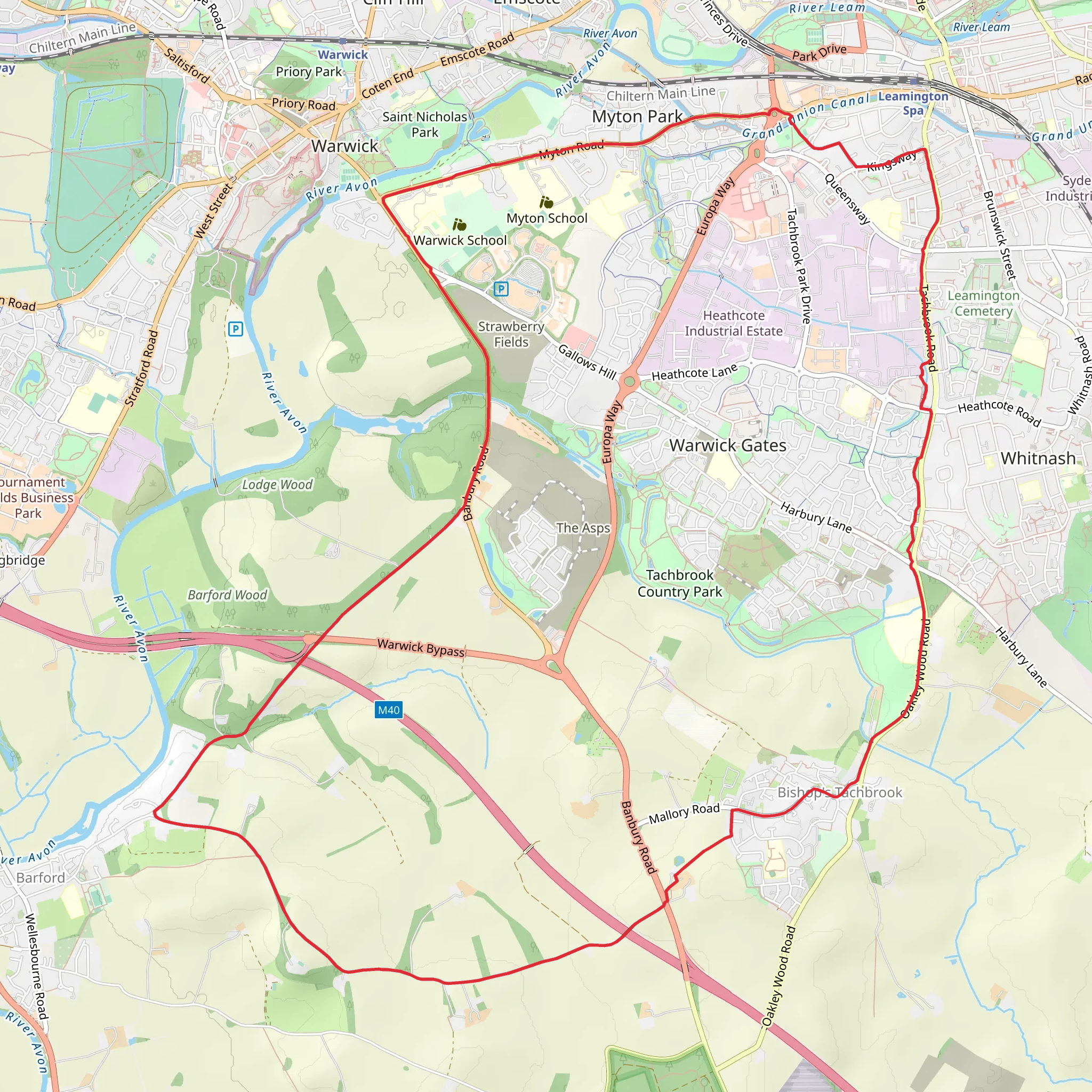 Warwick Gates Loop mobile static map