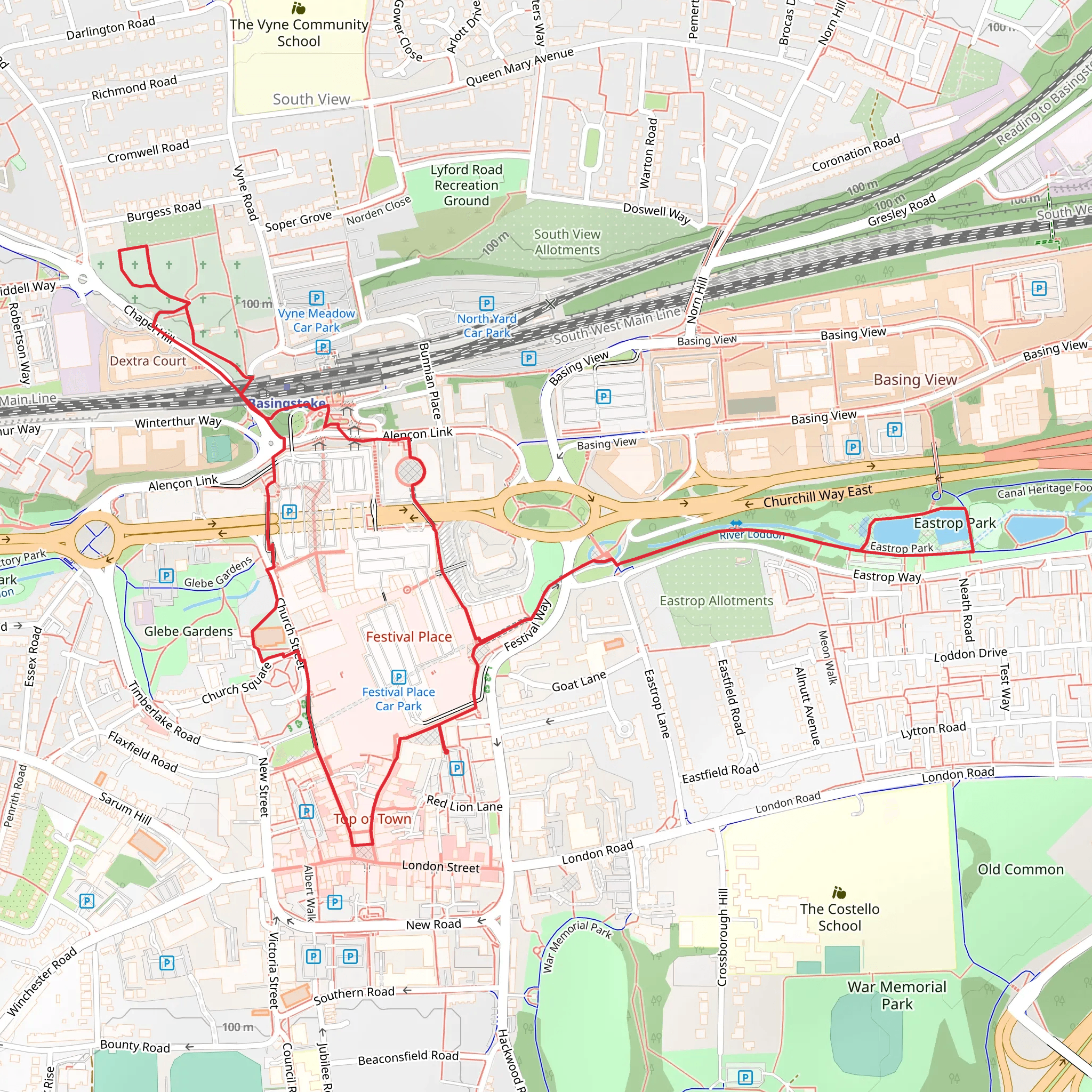 South View Cemetery and Eastrop Park Loop mobile static map