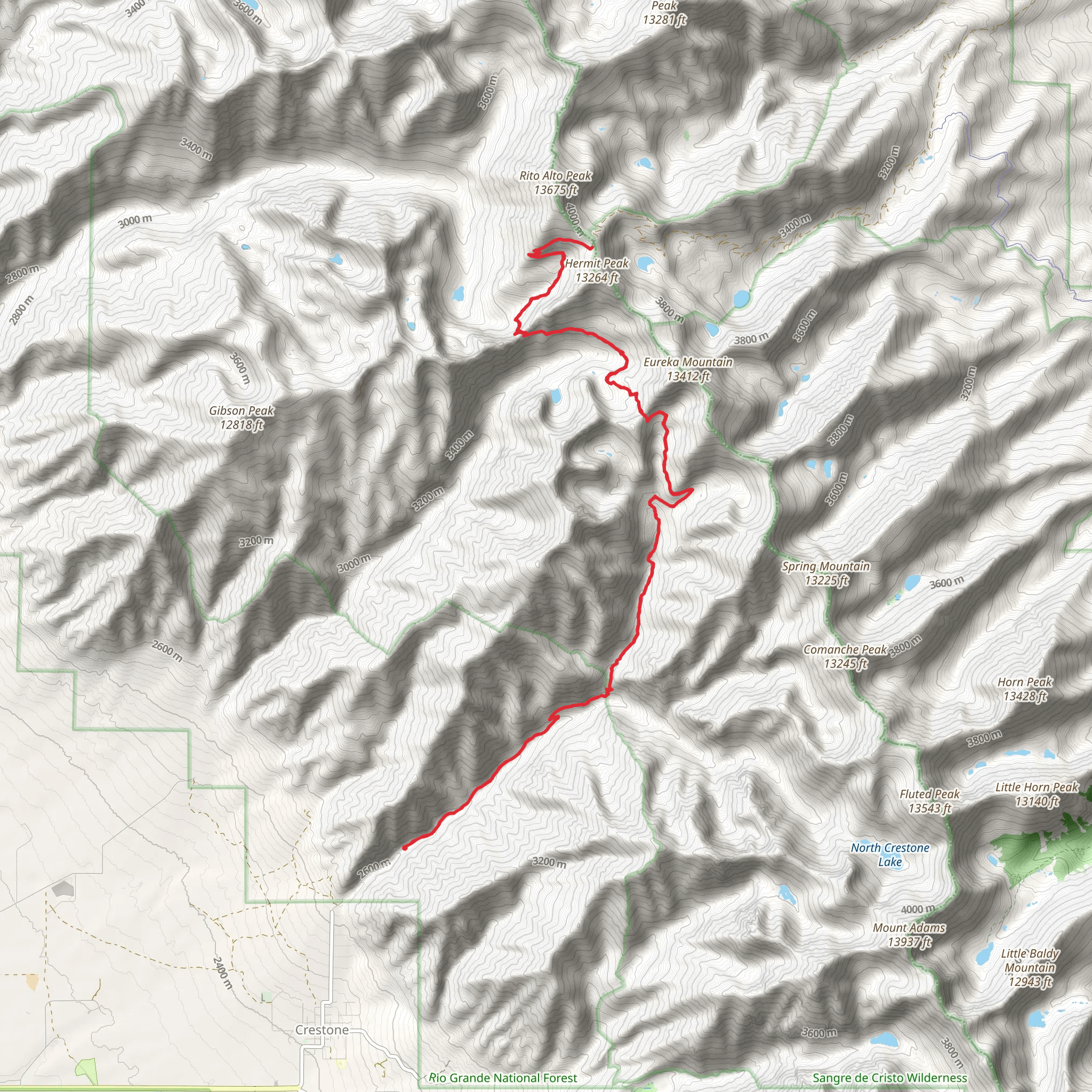 North Fork Crestone Trail via North Crestone Trail mobile static map