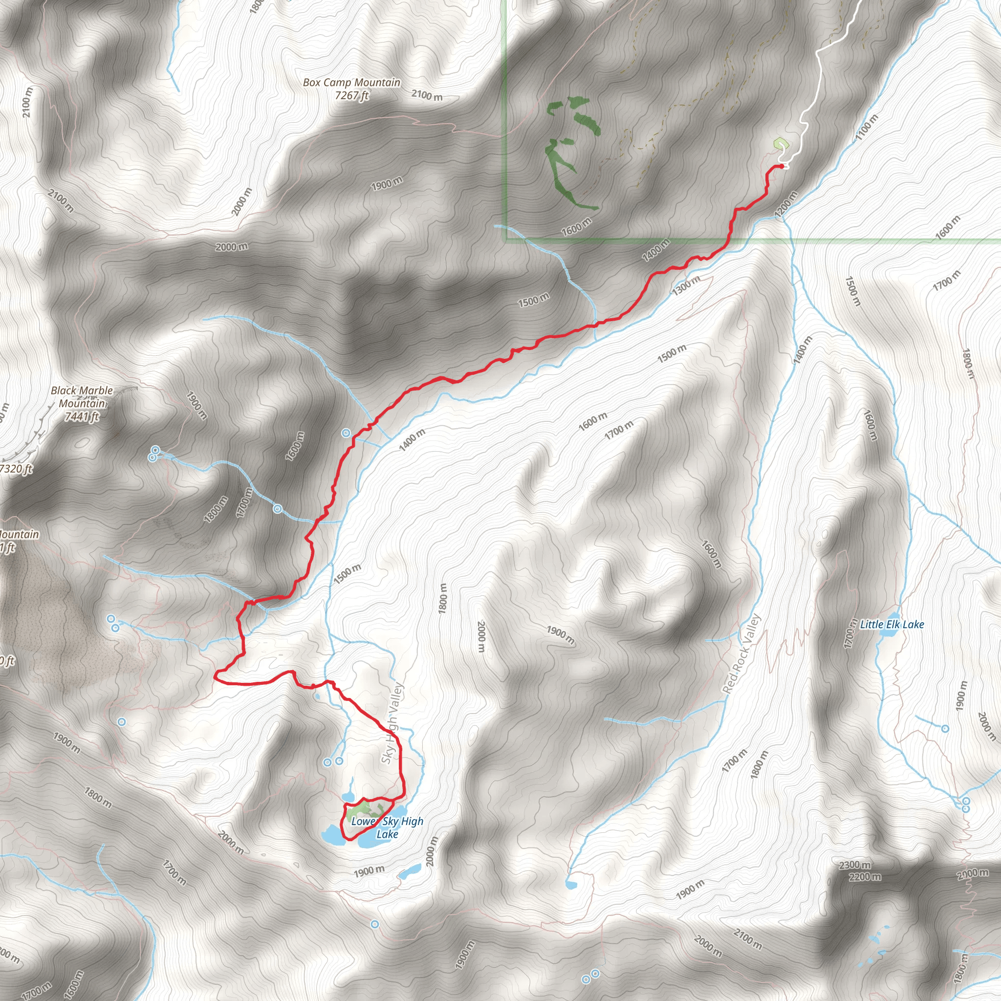 Lower and Upper Sky High Lake via Lovers Camp Equestrian Trail mobile static map