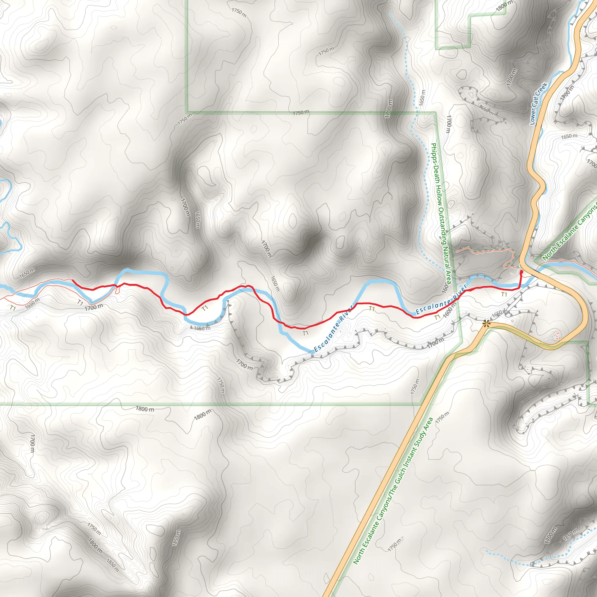 Escalante River via Escalante Natural Bridge Trail mobile static map