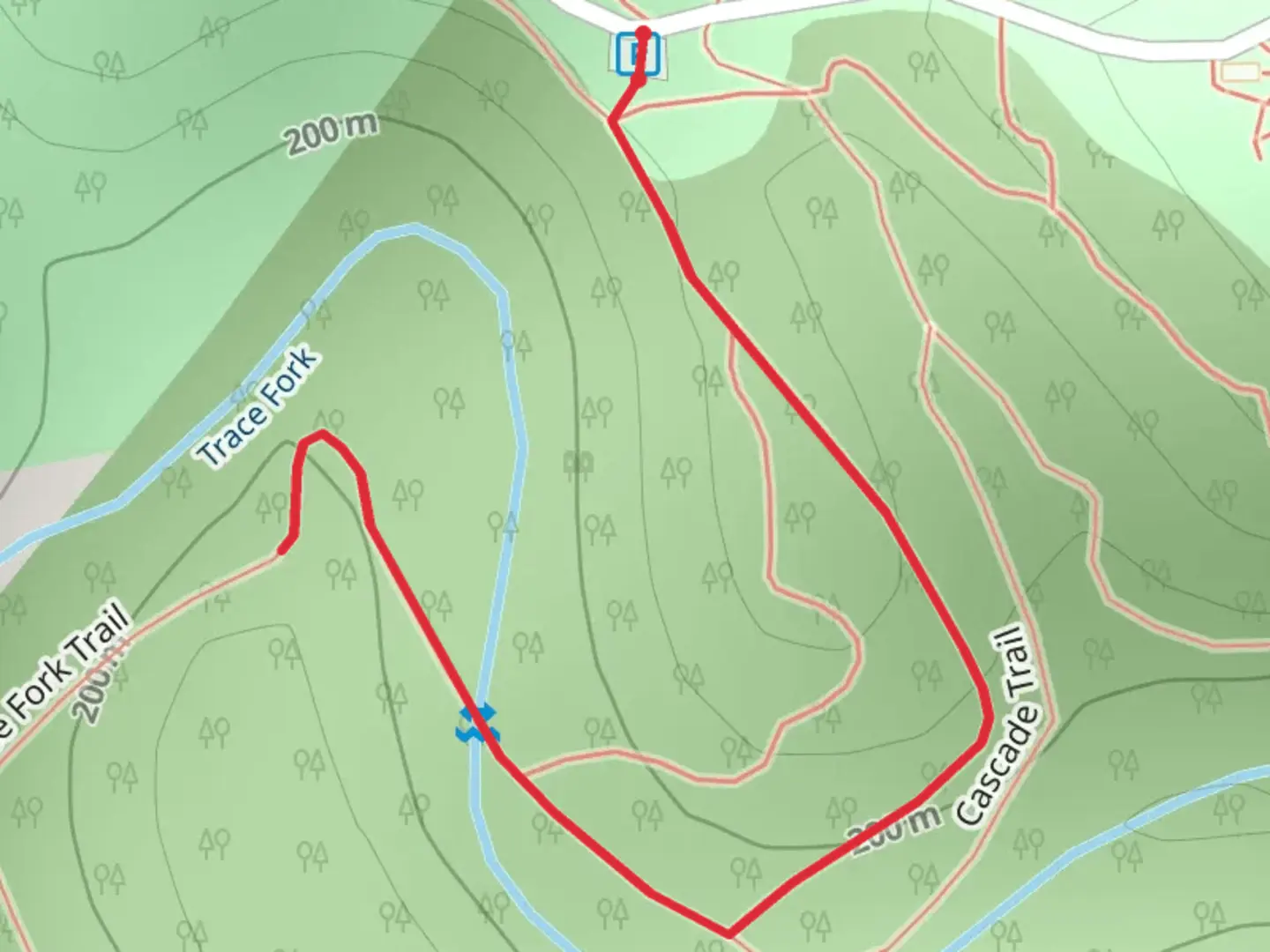 An image depicting the trail Trace Fork and its surrounding area.