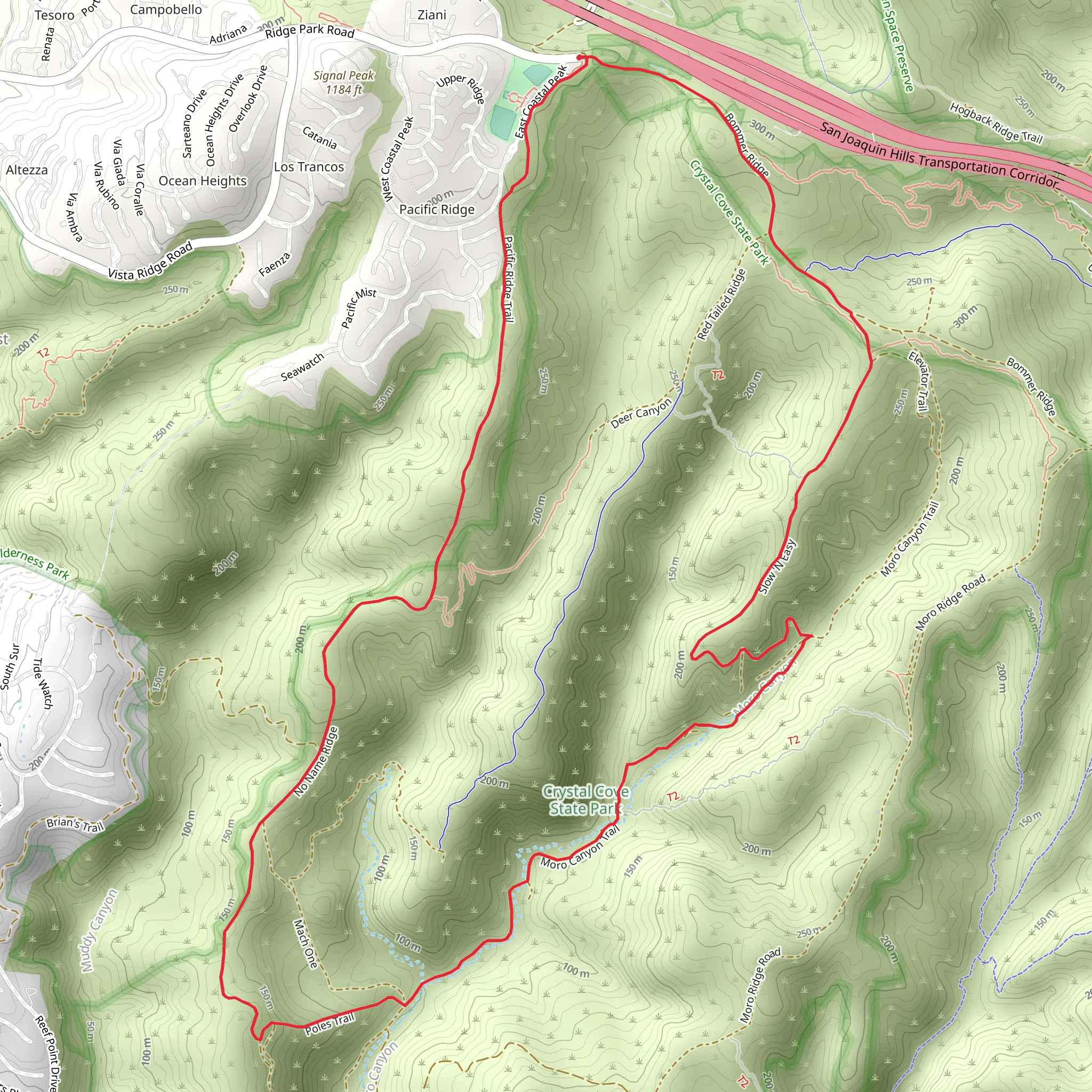 Bommer Ridge, Moro Canyon and Pacific Ridge Loop Trail mobile static map