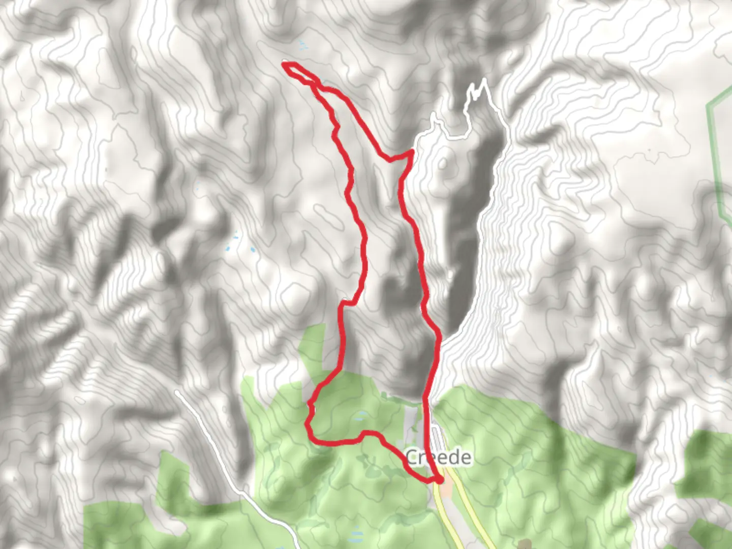 An image depicting the trail Loop around West Willow Creek and its surrounding area.