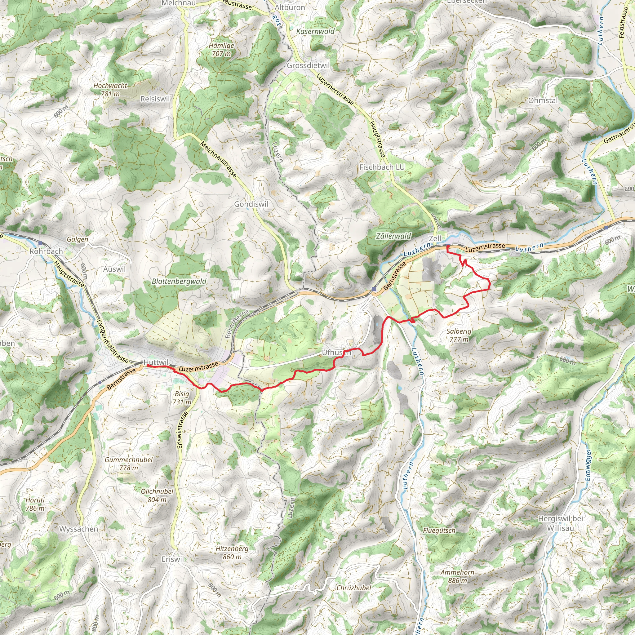 Zell - Ufhusen - Huttwil mobile static map