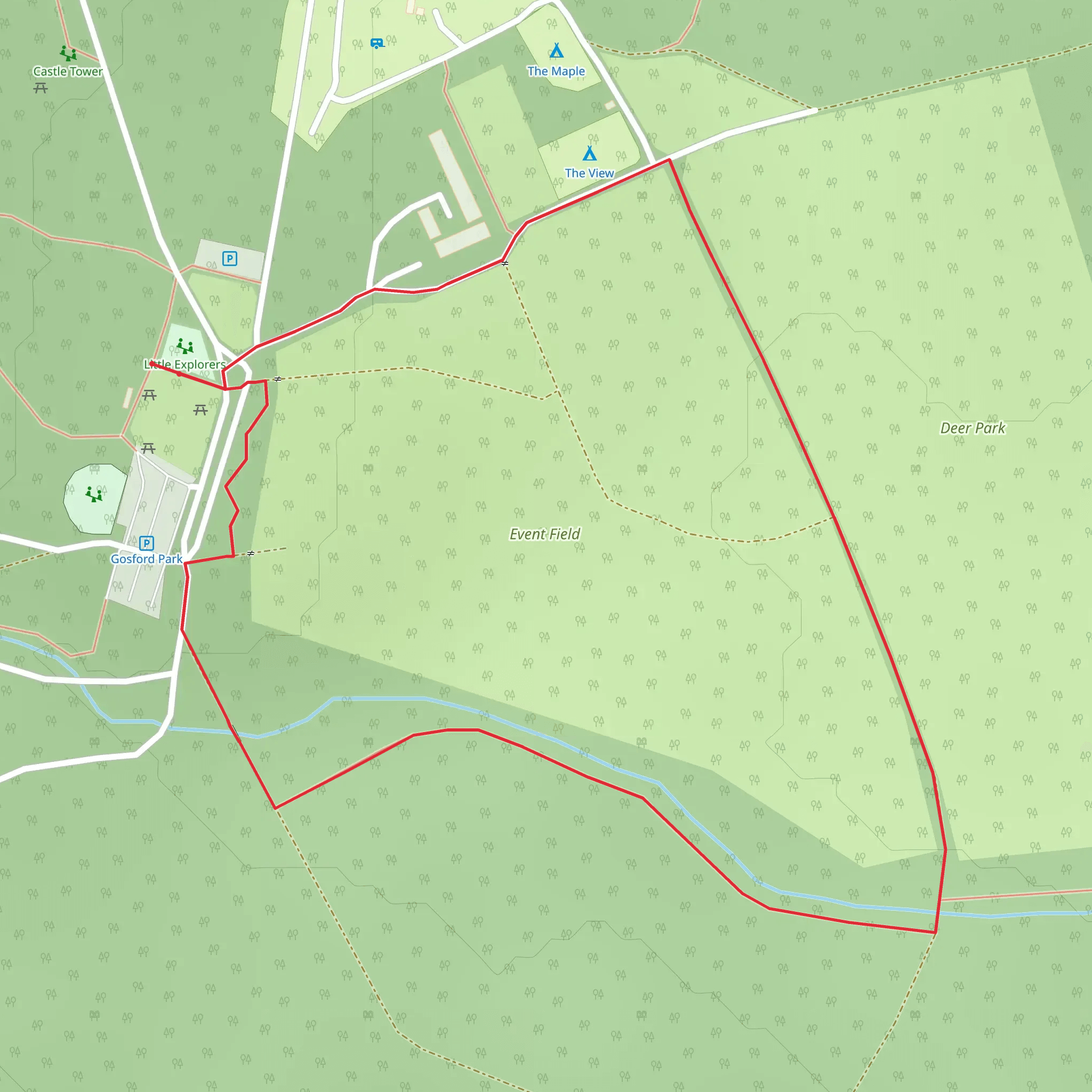 Gosford Forest Park - Deer Park Trail mobile static map