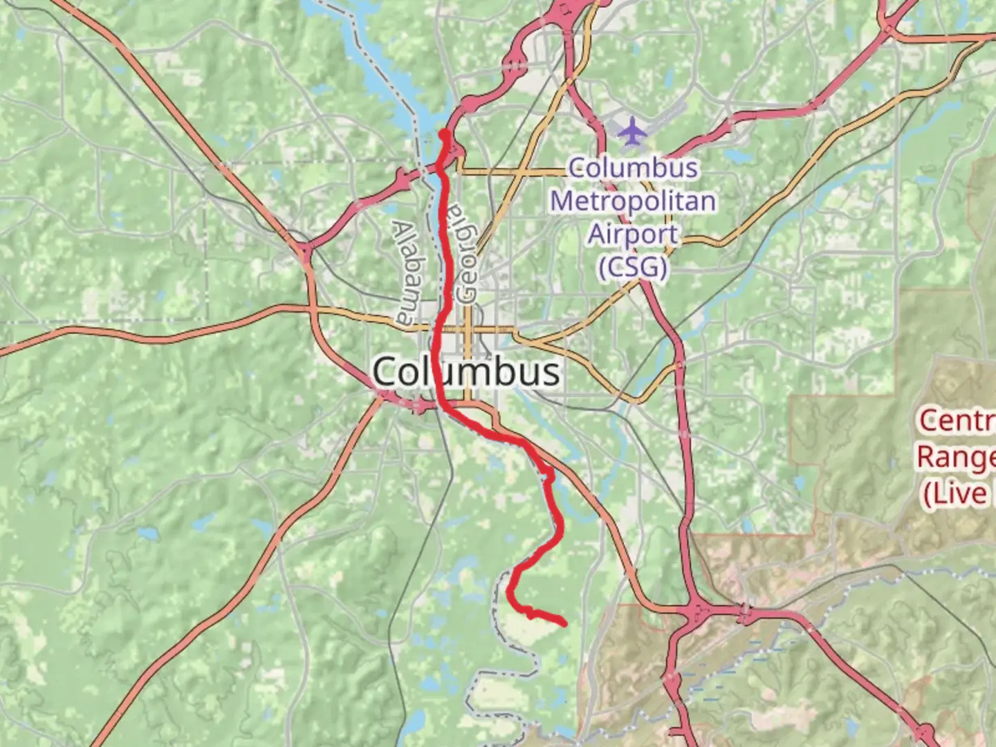 An image depicting the trail Chattahoochee RiverWalk from North End Chattahoochee Riverwalk and its surrounding area.
