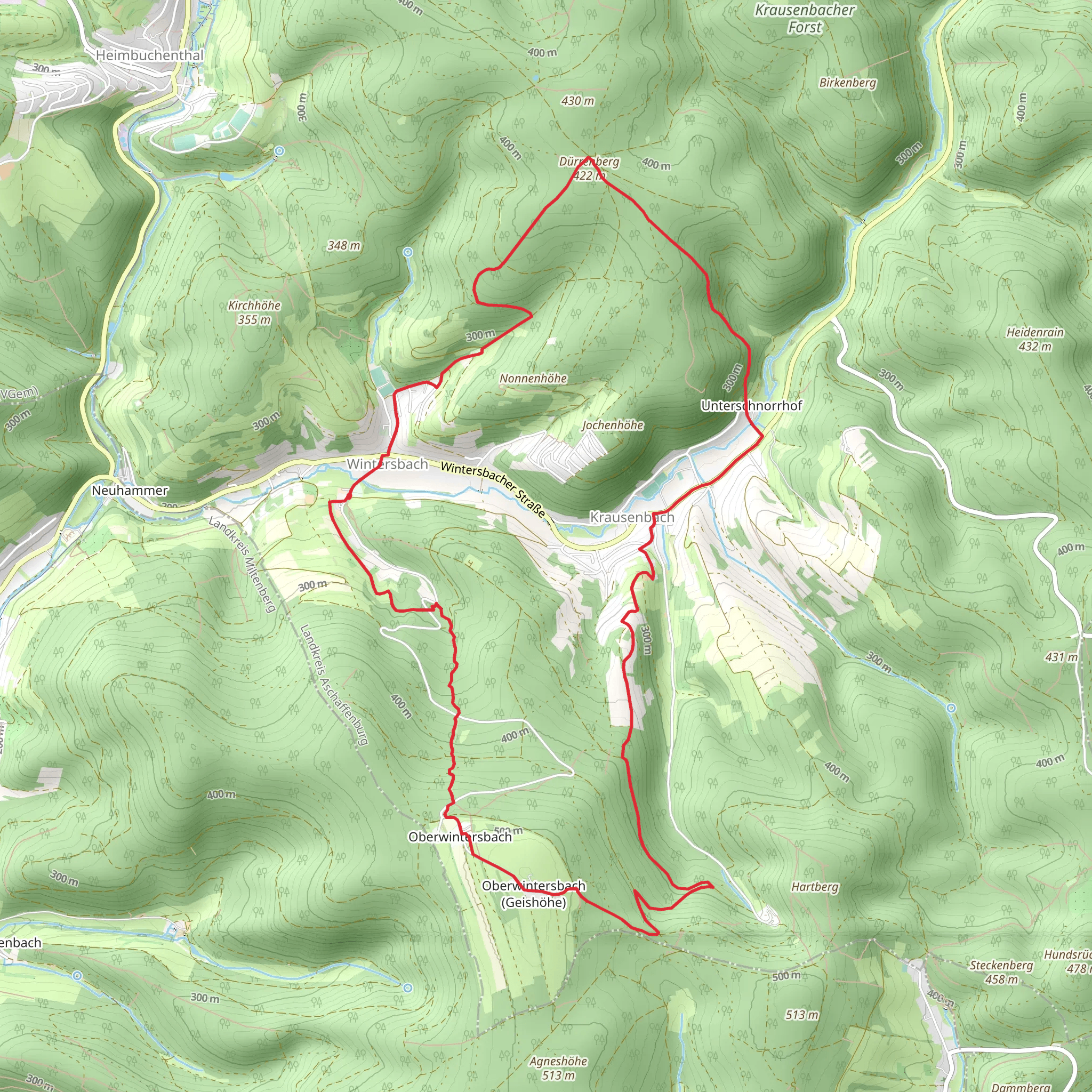 Dürrenberg and Geißhöhe Loop via Kulturweg Dammbach mobile static map