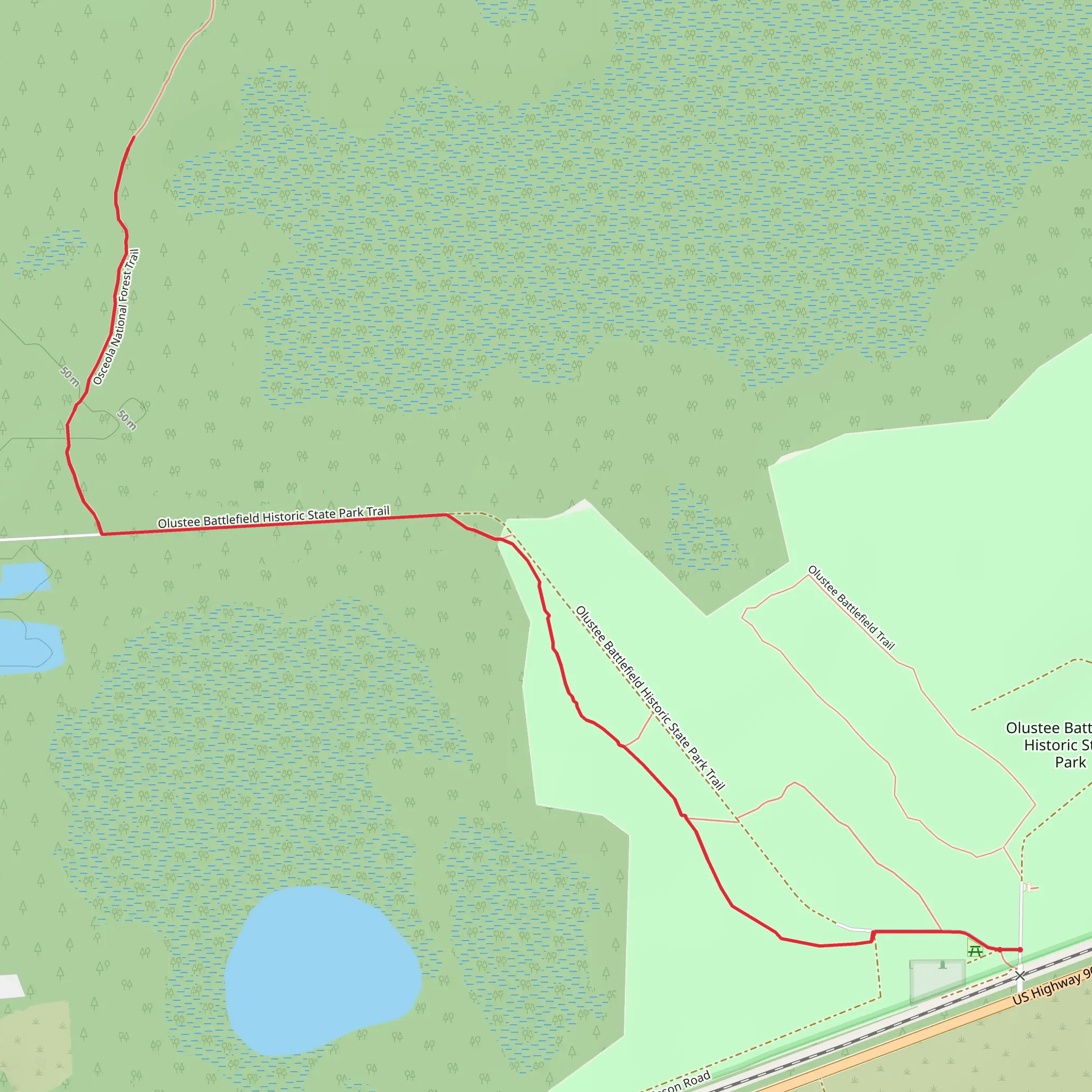 Olustee Battlefield Historic State Park Trail - Short mobile static map