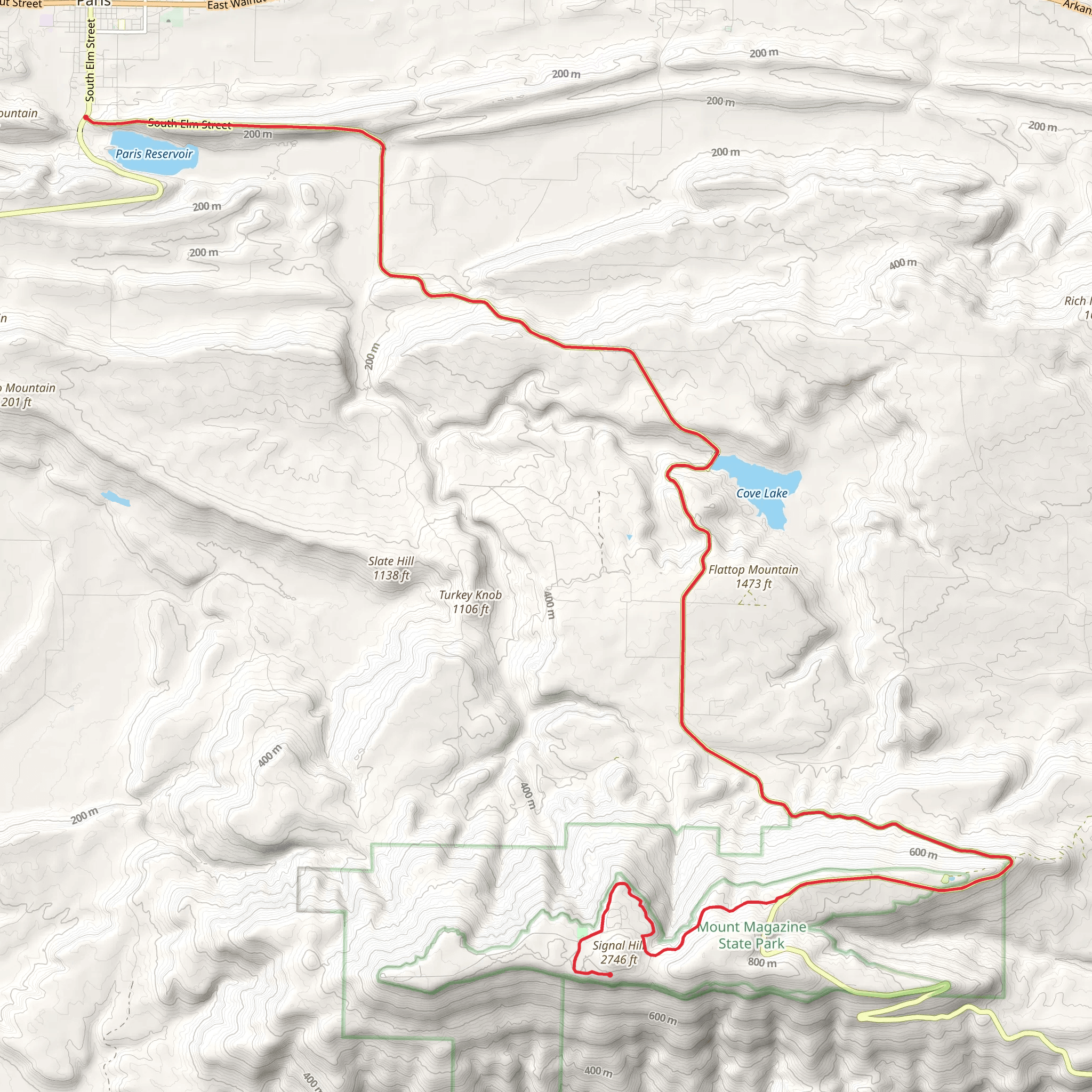 Paris Reservoir - Cove Lake and Magazine Mountain mobile static map