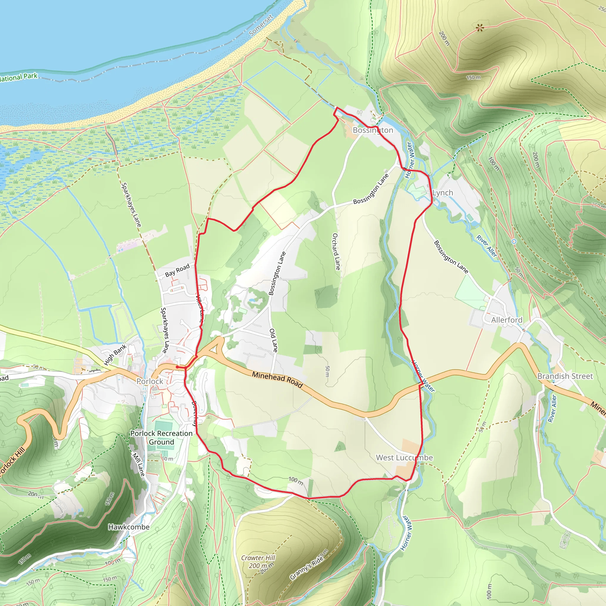 Porlock and Vale mobile static map