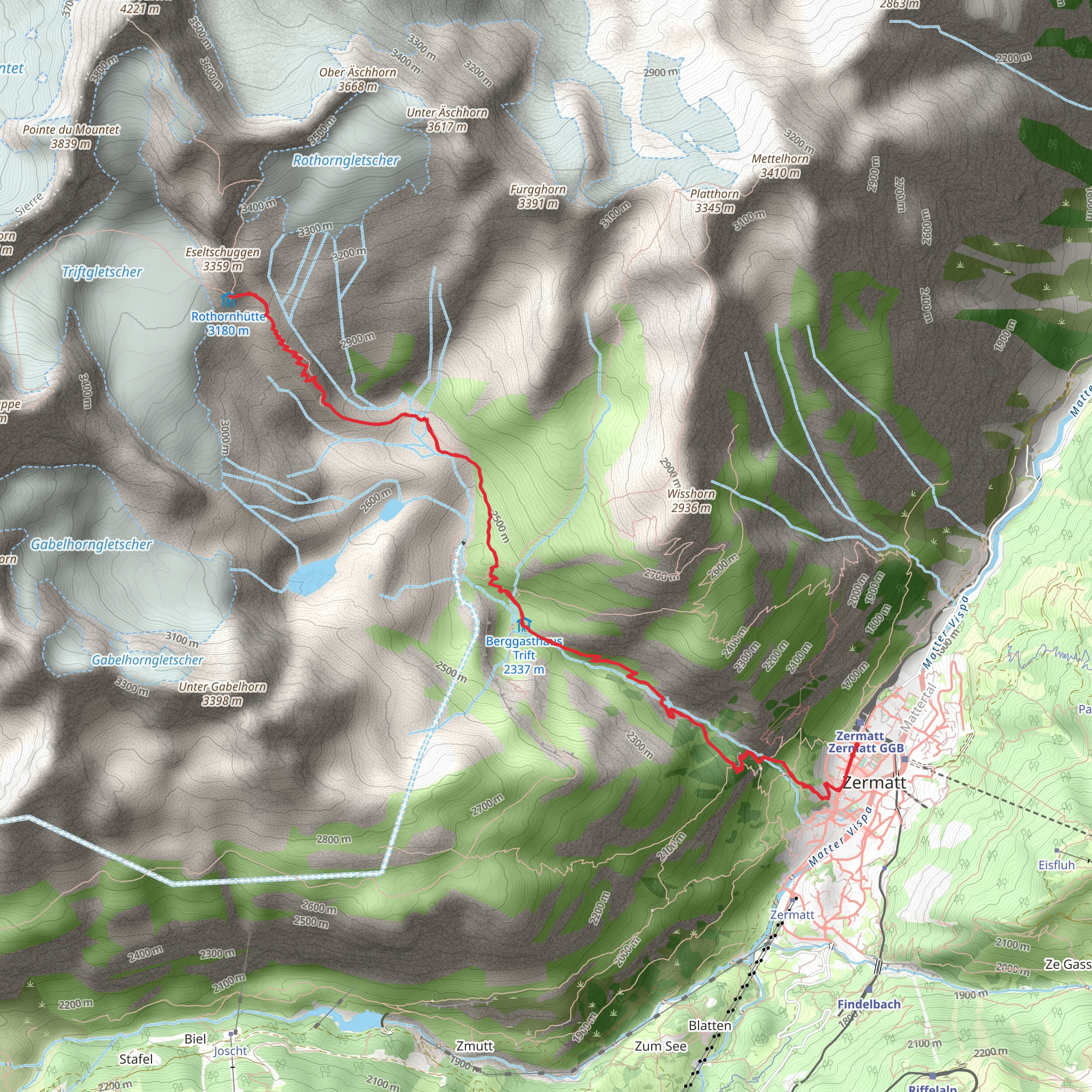 Hike to the Rothorn Hut Nr 34 mobile static map